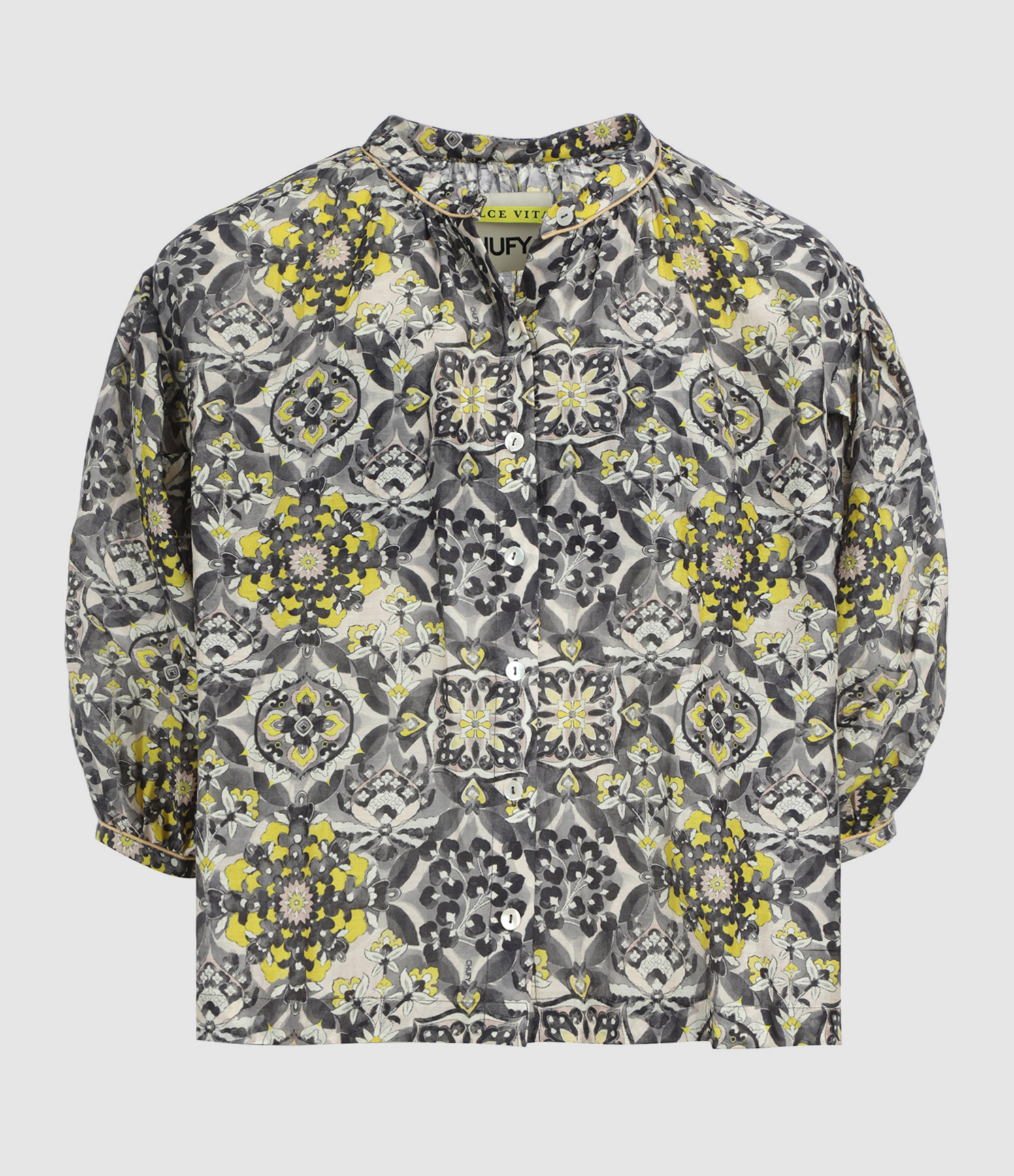 Paola Printed Cotton Blouse, Capri