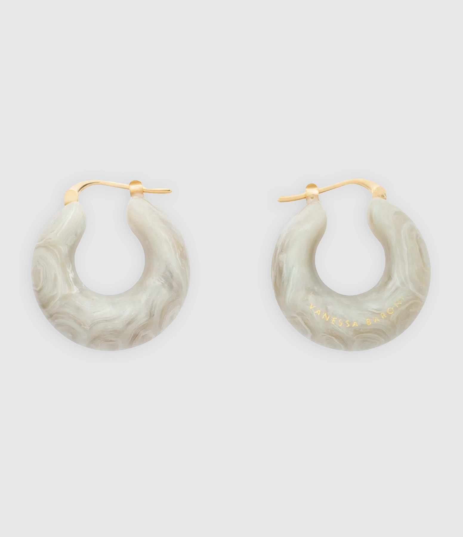 Circlet Snow Green Marble Earrings