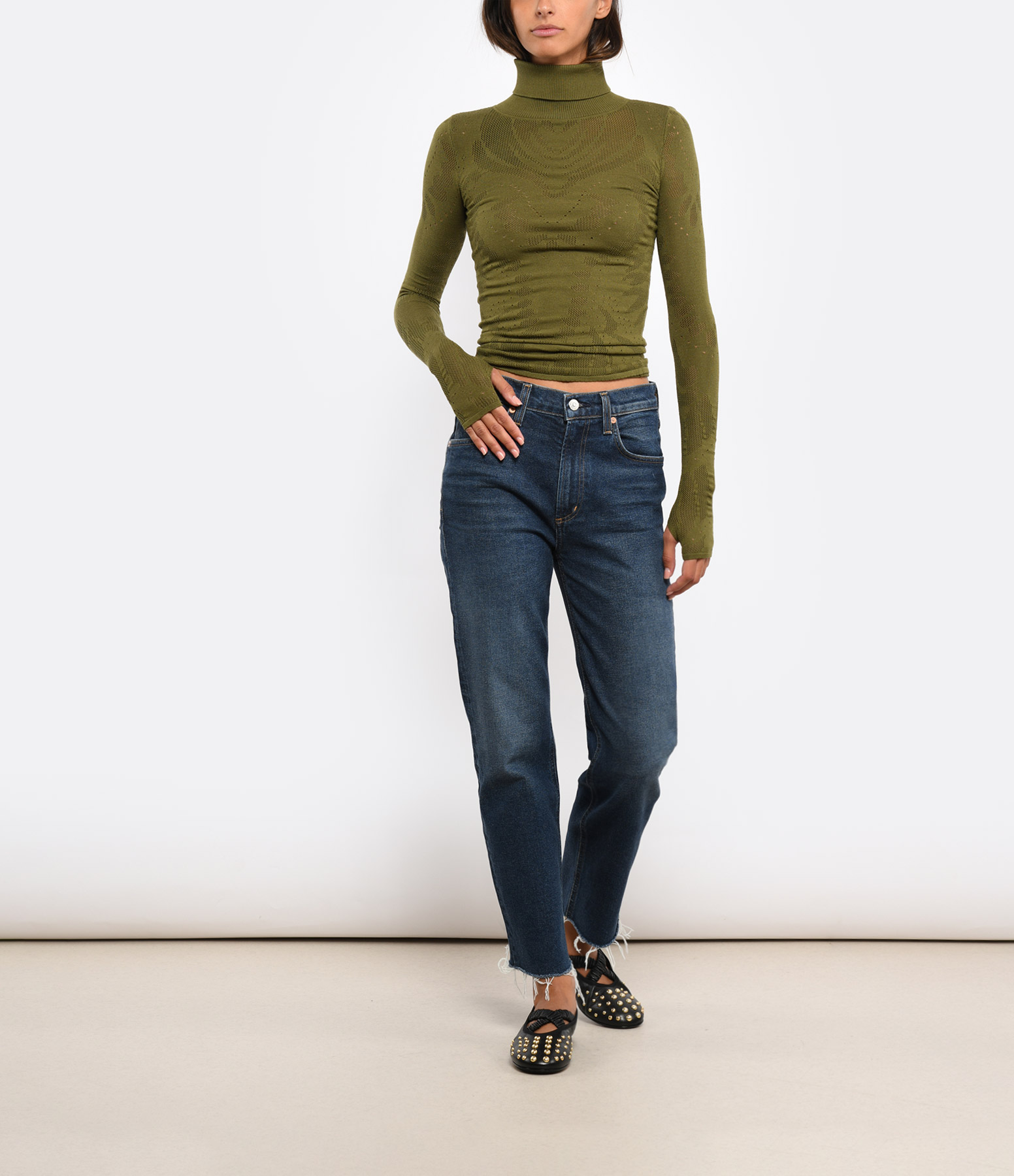 Jean Daphné Crop Denim in Everdeen Blue