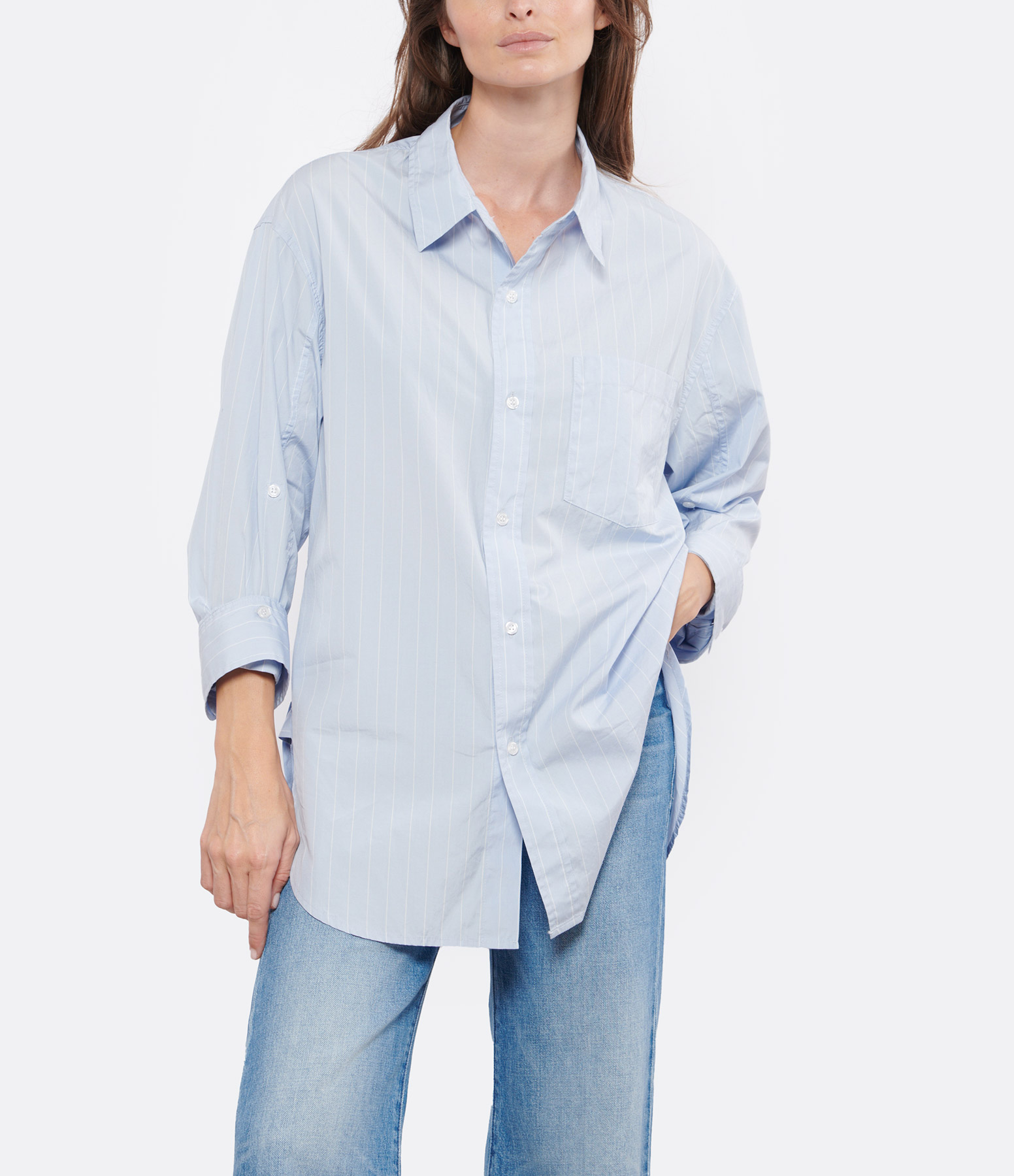 Kayla Blue Striped Cotton Shirt