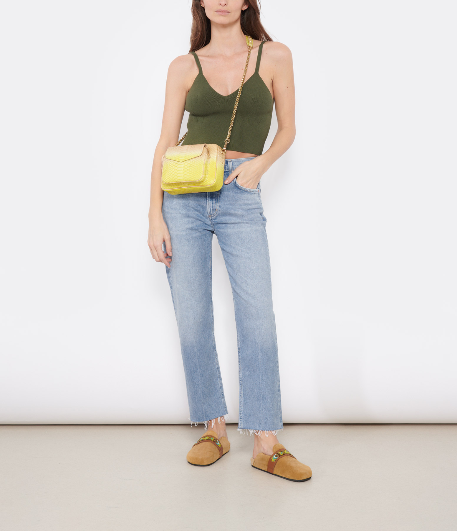 Mirage Blue Crop Denim Jeans by Jean Daphné