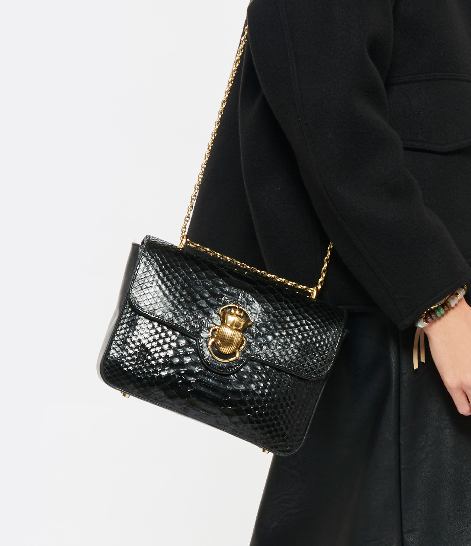 Big Ava Black Python Bag