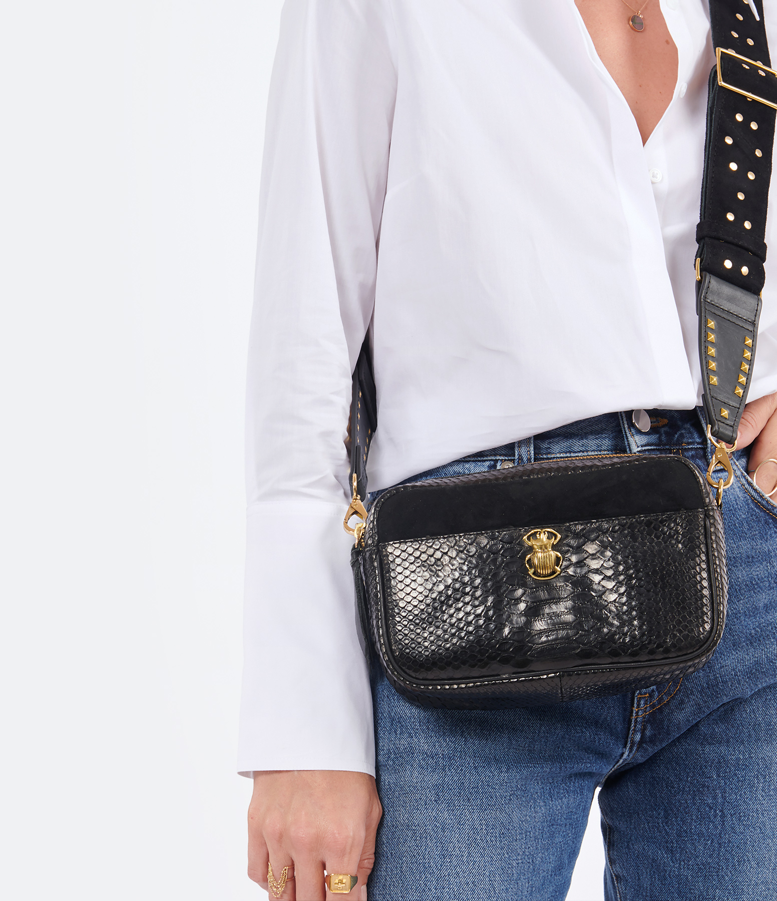 Black Lily Python Bag
