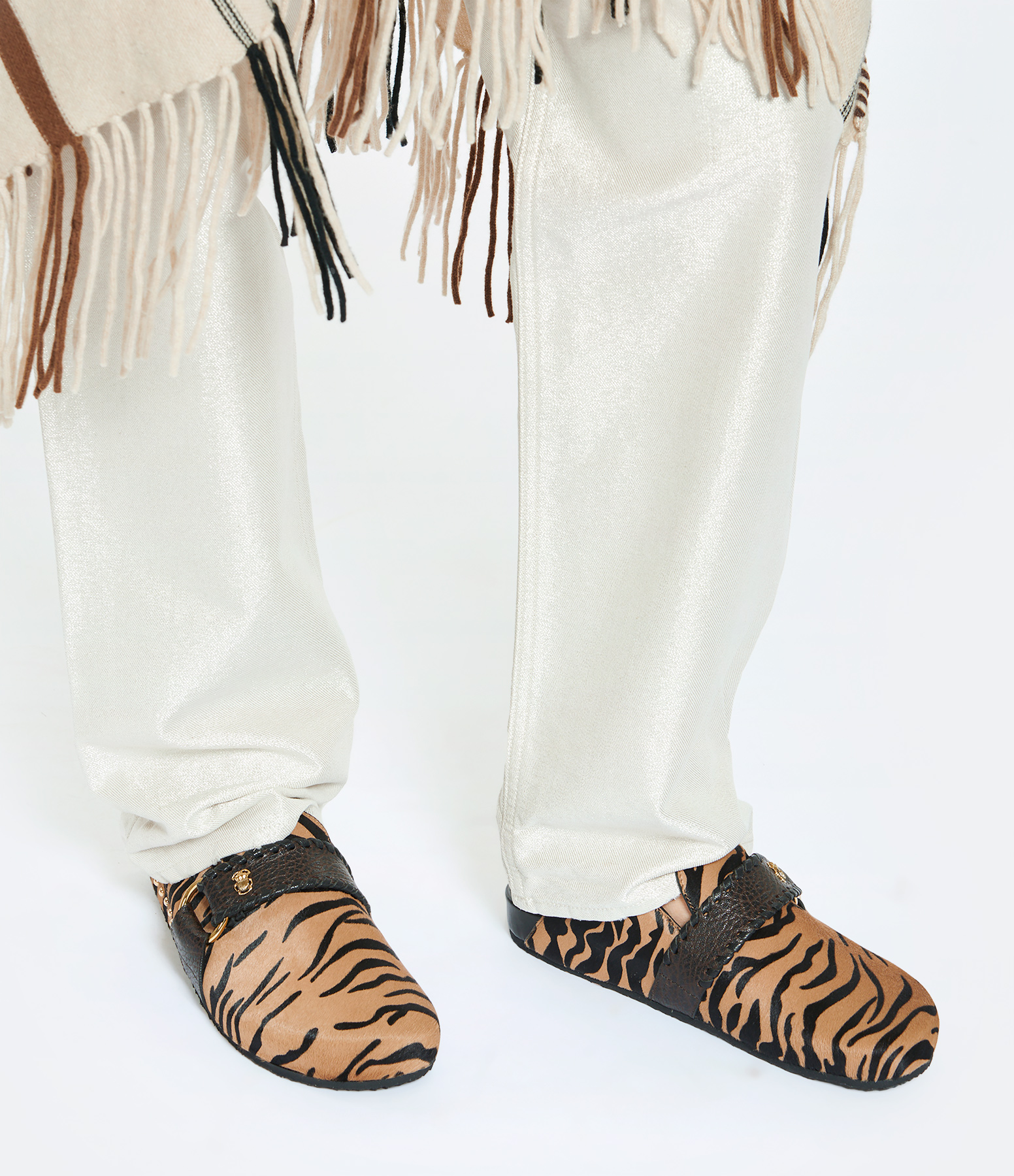 Georgette Python Tiger-Print Clogs