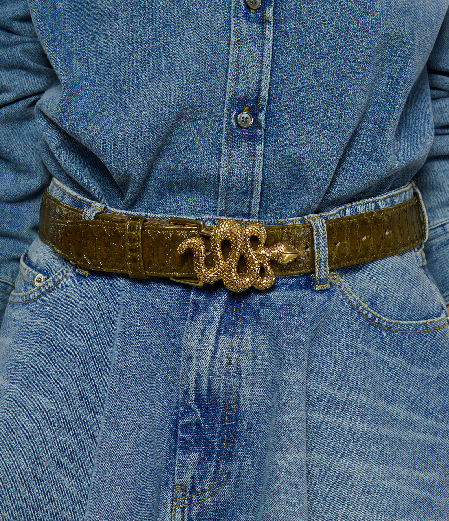 Khaki Python Belt
