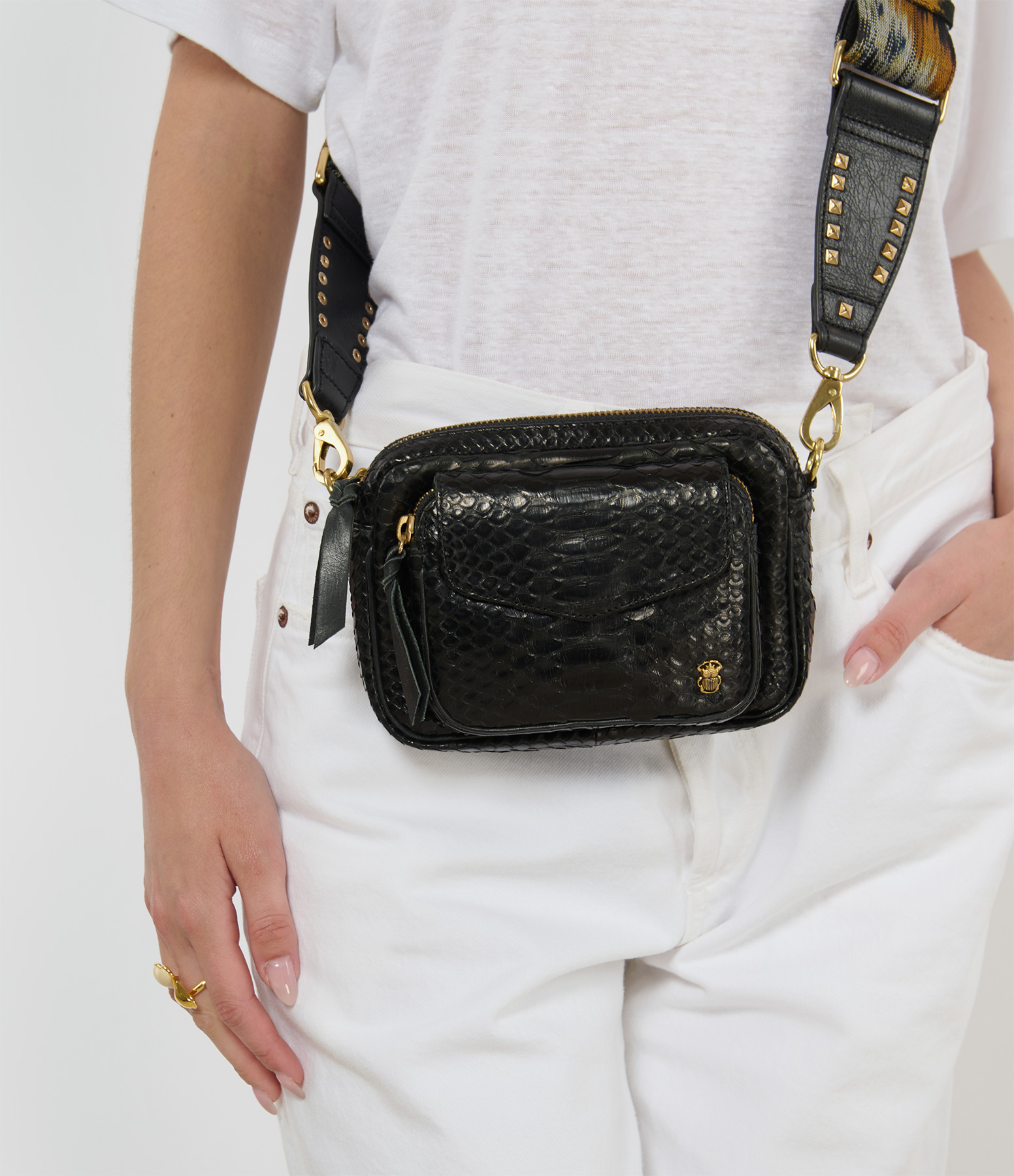 Baby Charly Black Python Bag