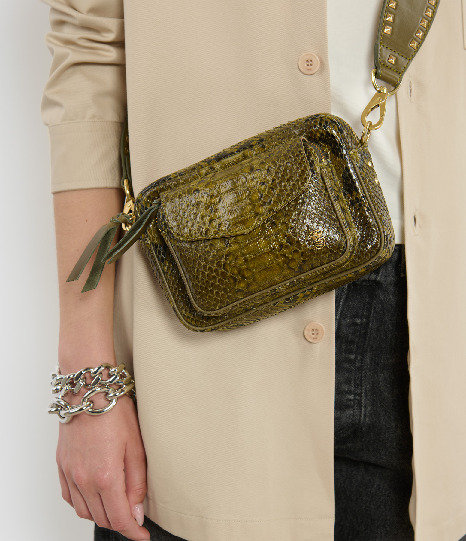 Baby Charly Python Bag in Khaki
