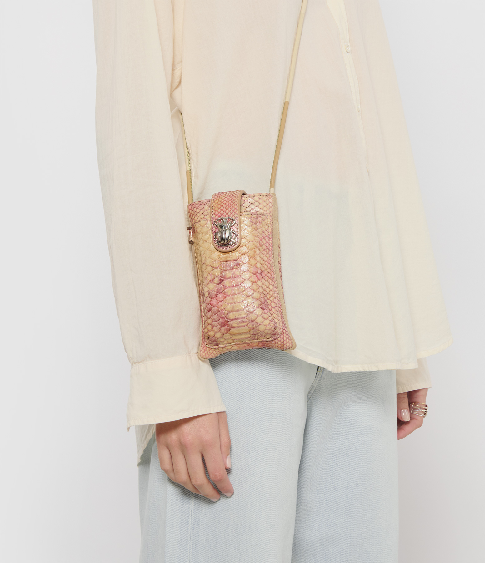 Marcus Python Double Phone Holder, Silver Amphora