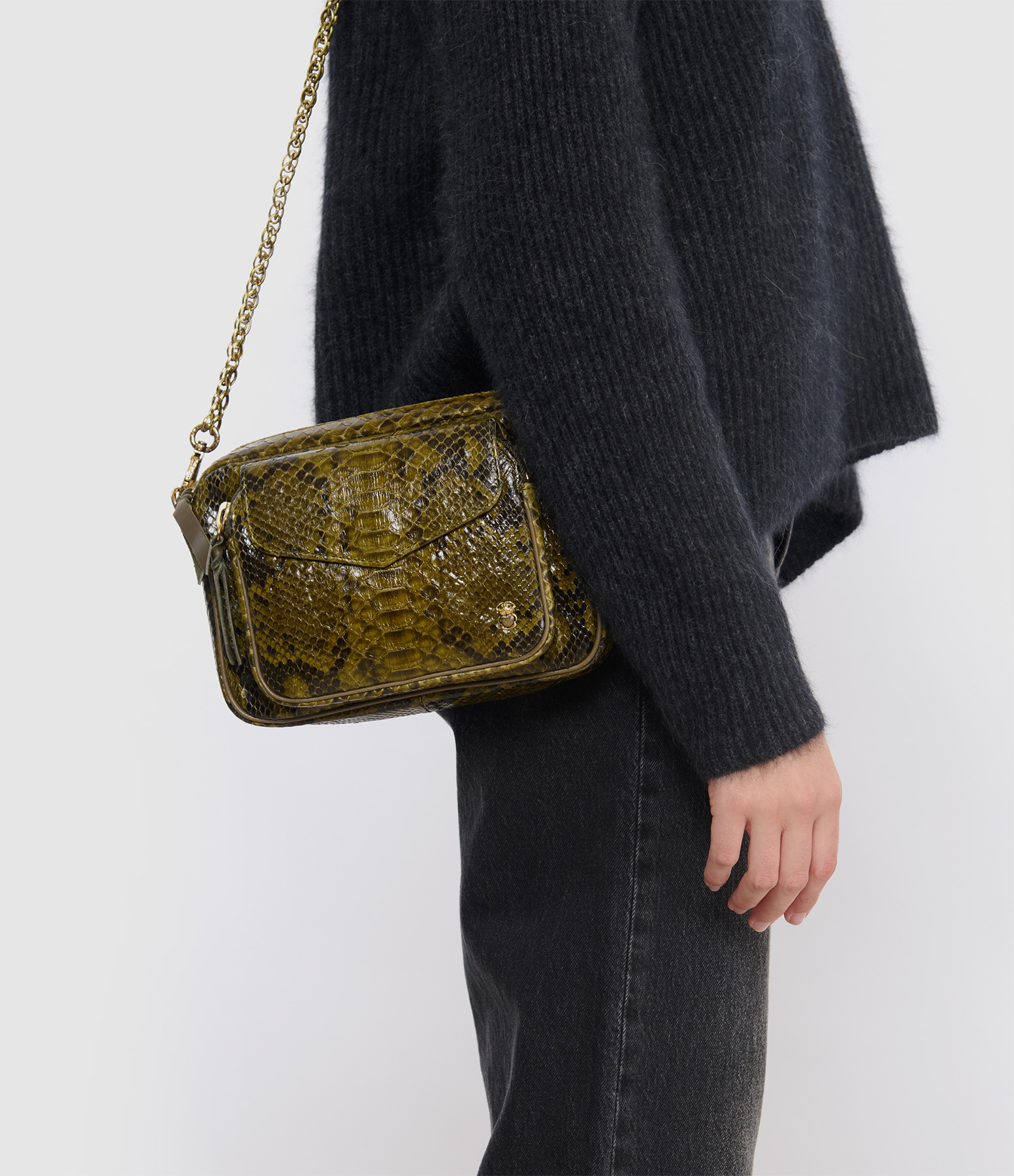 Charly Python Bag in Dark Khaki
