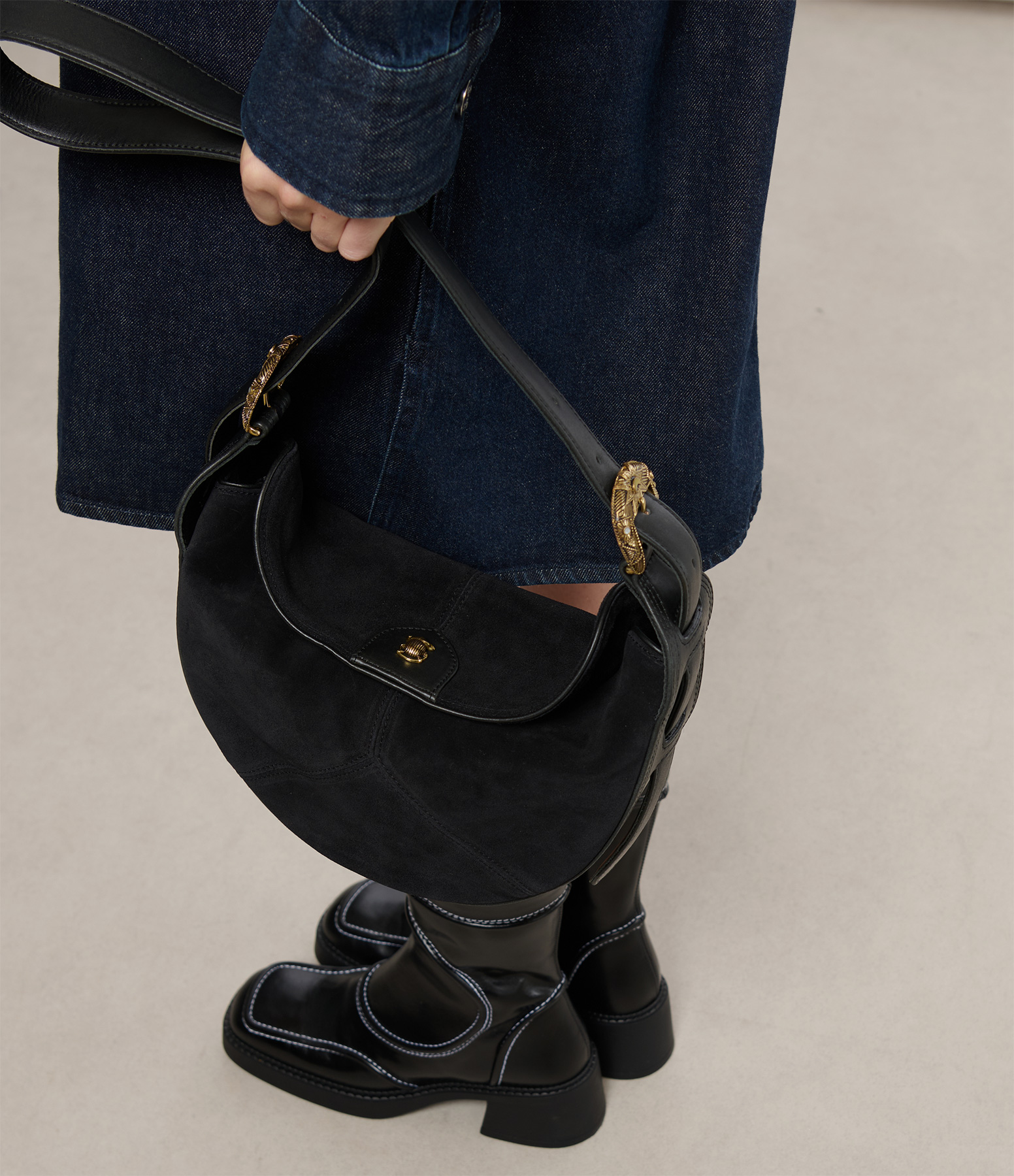 Estelle Bag in Black Suede Calfskin
