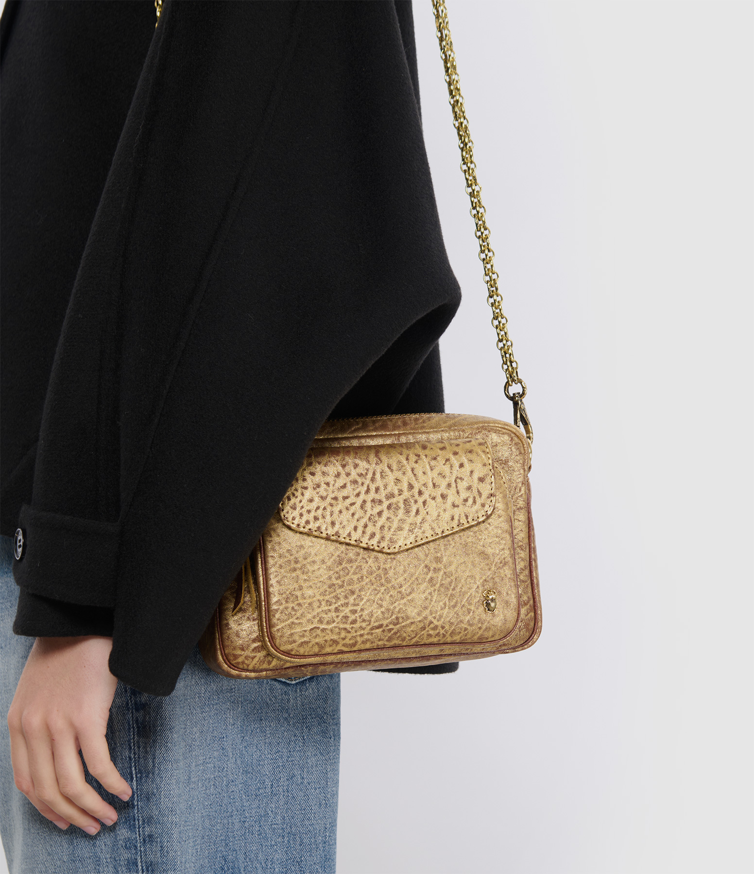 Charly Bubble Leather Bag in Antique Gold