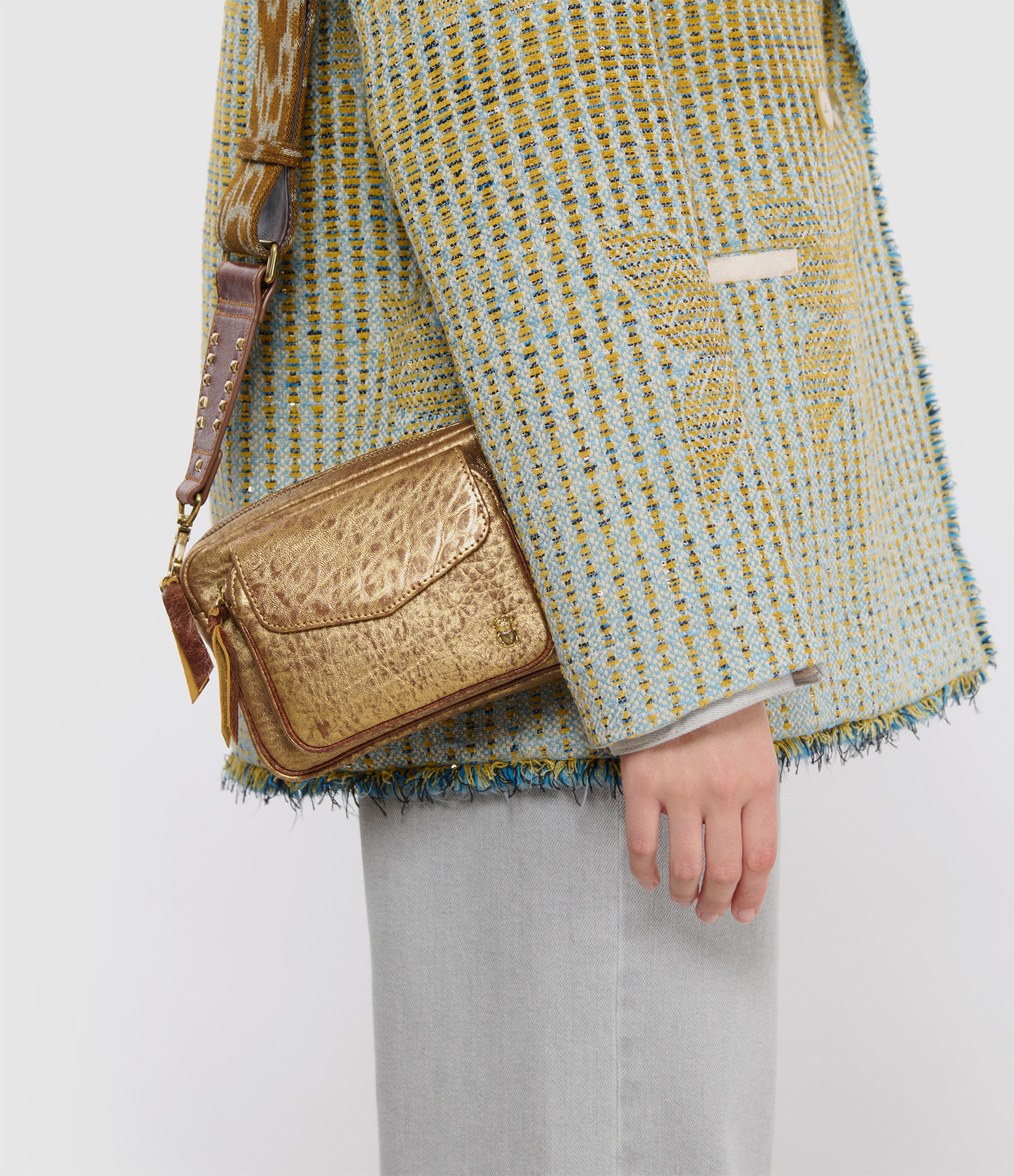 Baby Charly Bubble Leather Bag in Antique Gold