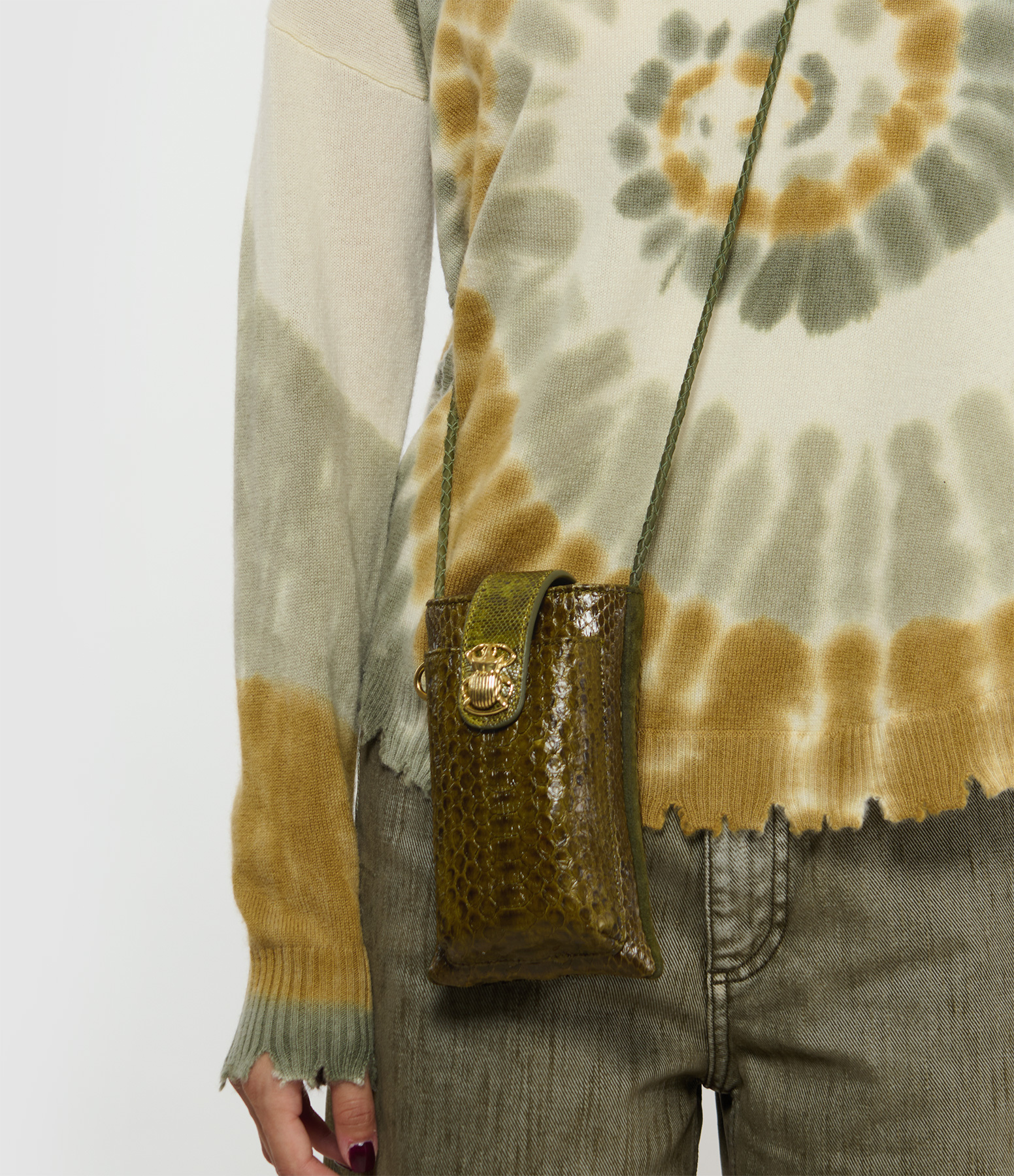 Marcus Python Khaki Double Mobile Phone Holder