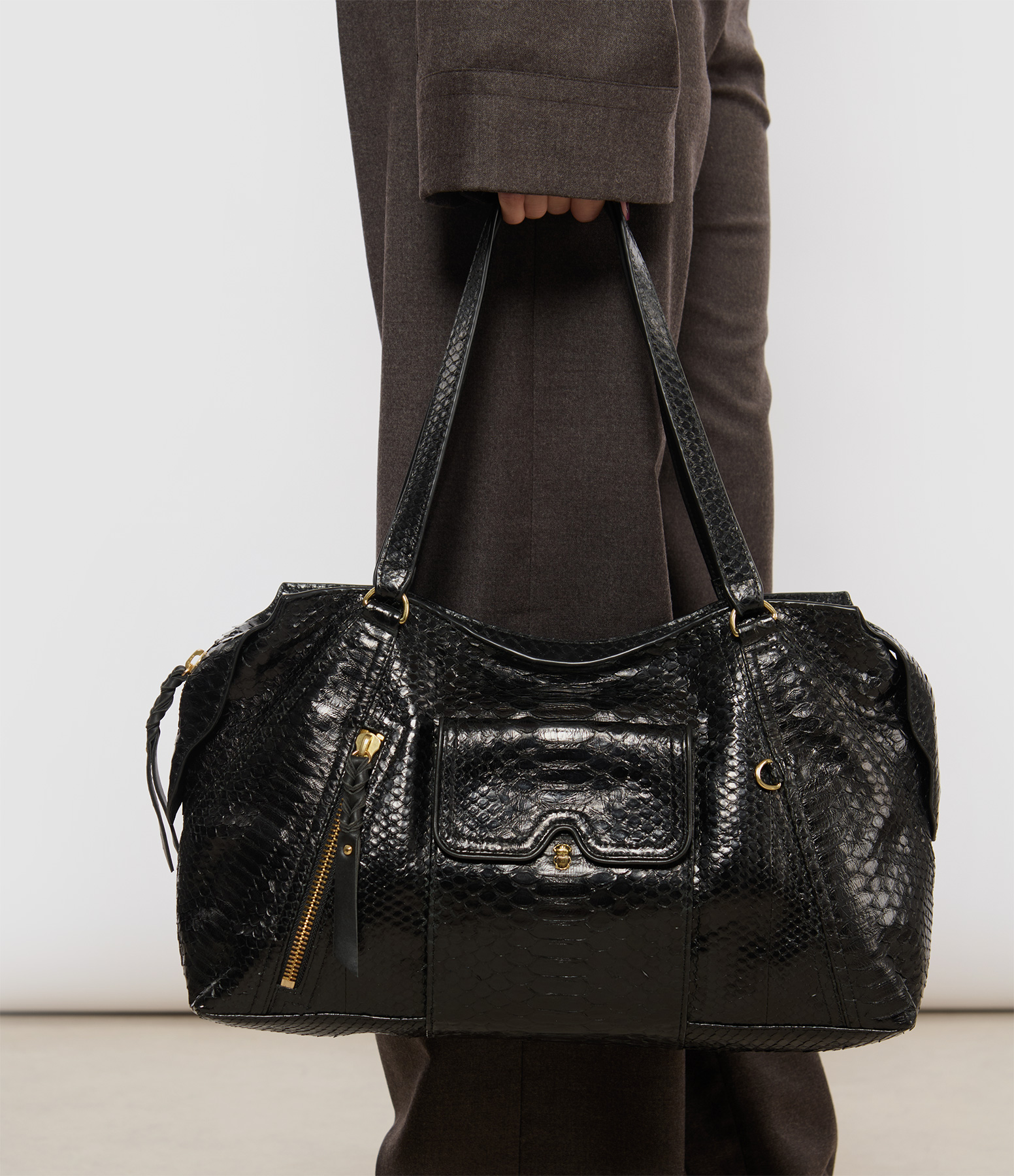 Juno Python Bag – Black and Gold