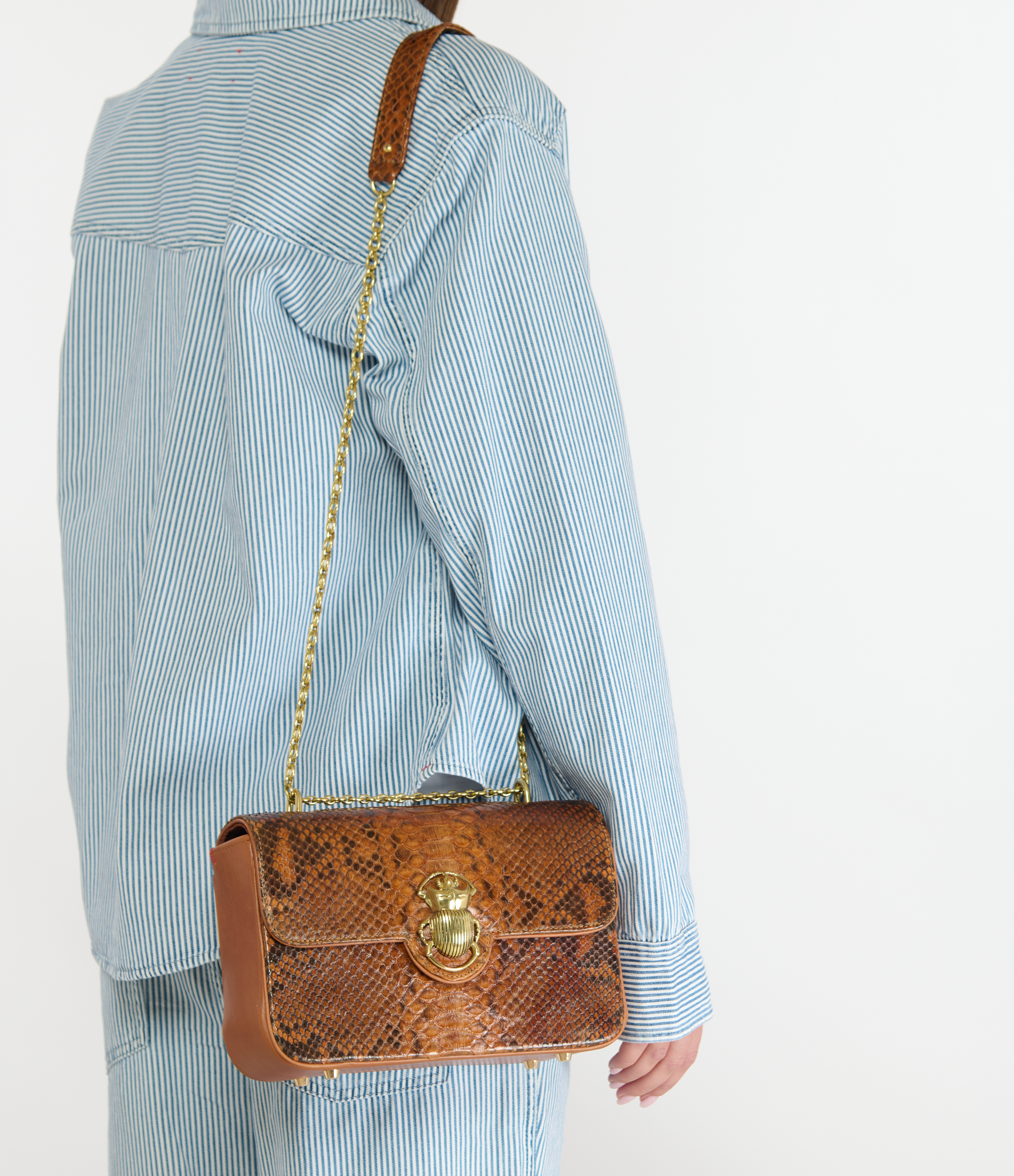 Big Ava Beetle Python Bag in Mocha