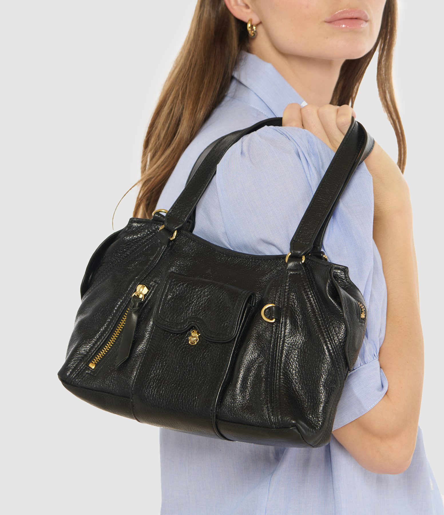 Black Leather Mini Juno Bag