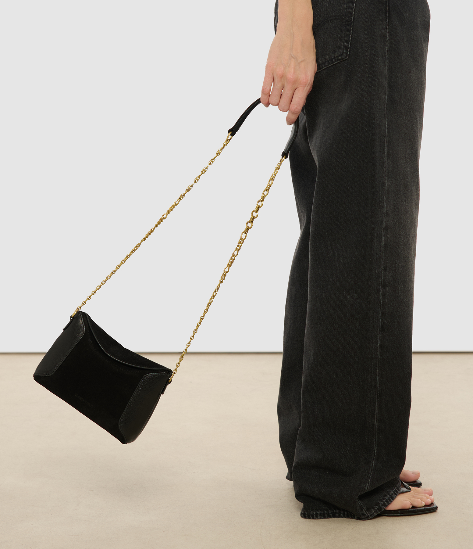 Black Leather Mini Gaia Bag