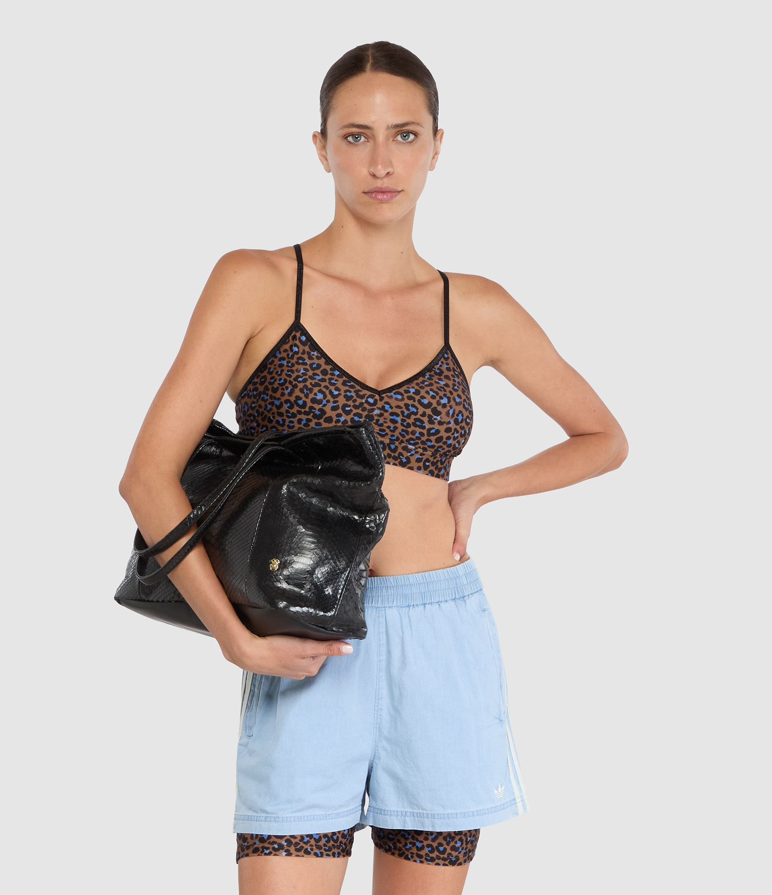 Marny Black Python Tote Bag
