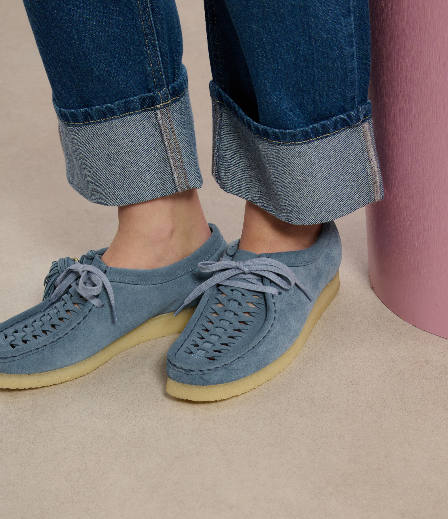 Wallabee Weave Powder Blue Loafers Sde