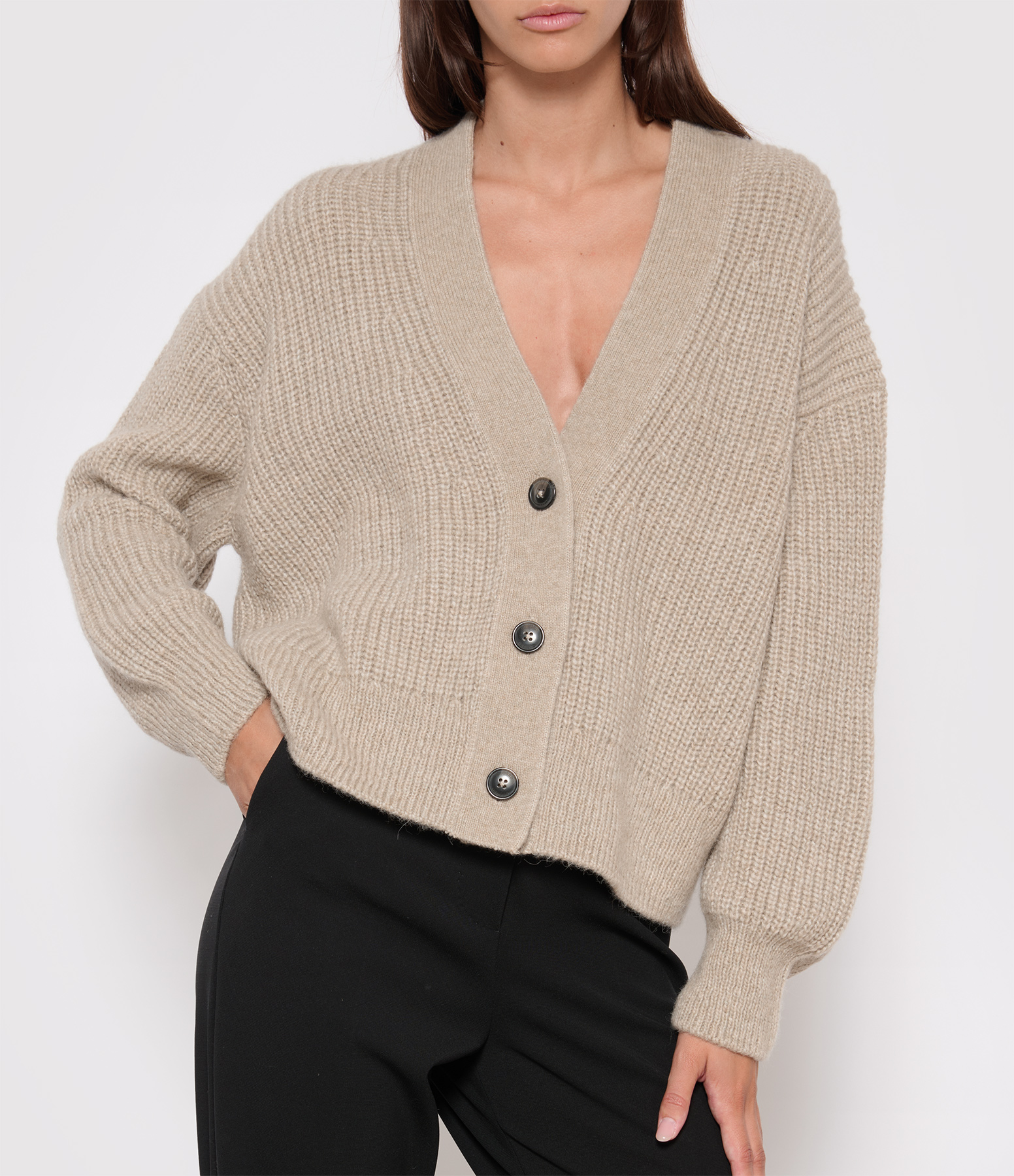 Sabbia Beige Boxy Cardigan