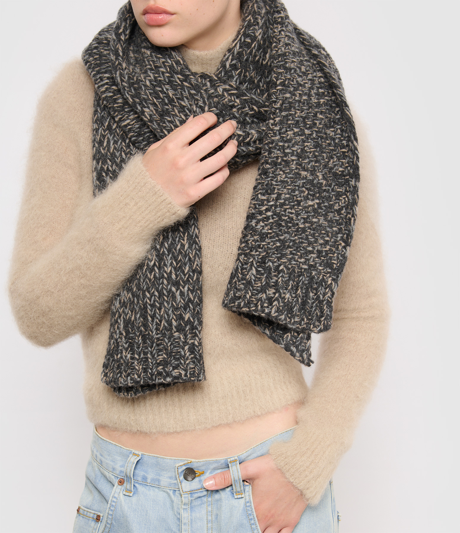 Dark Grey Melange Scarf