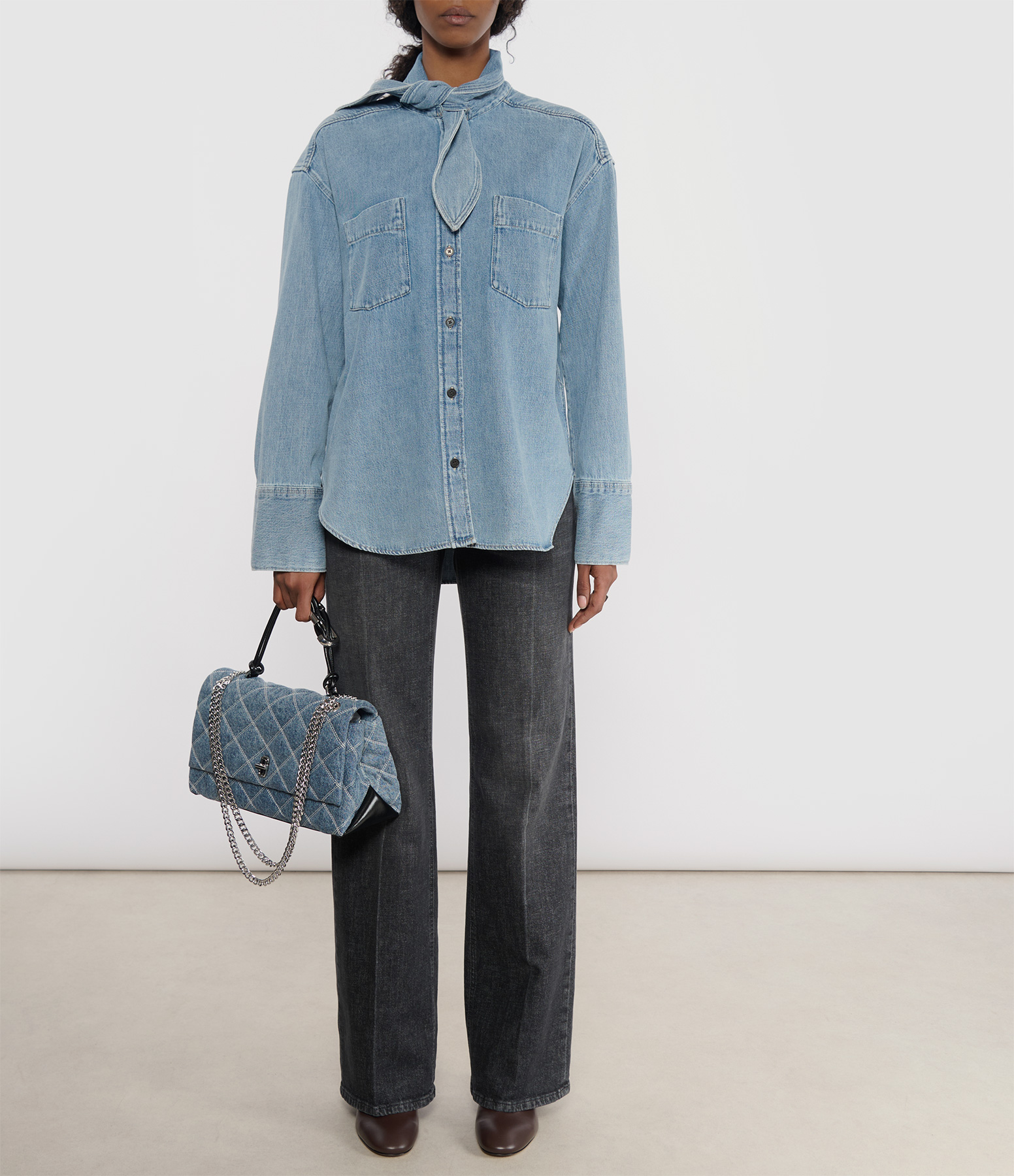 Light Blue Scarf Shirt