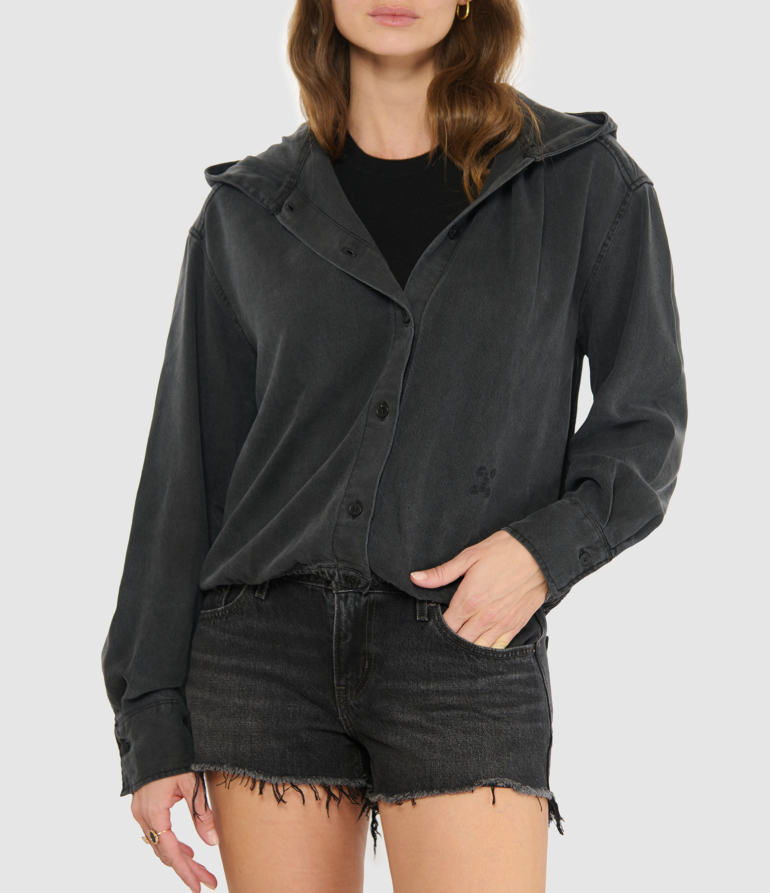 Black Hooded Shirt