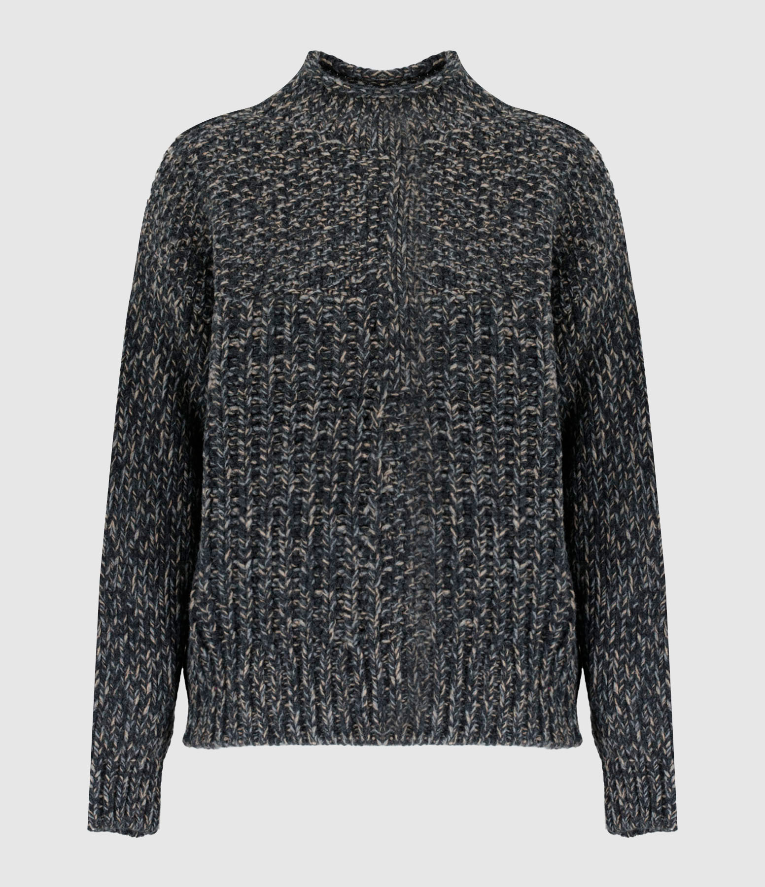 Dark Grey Melange Mock-Neck Jumper