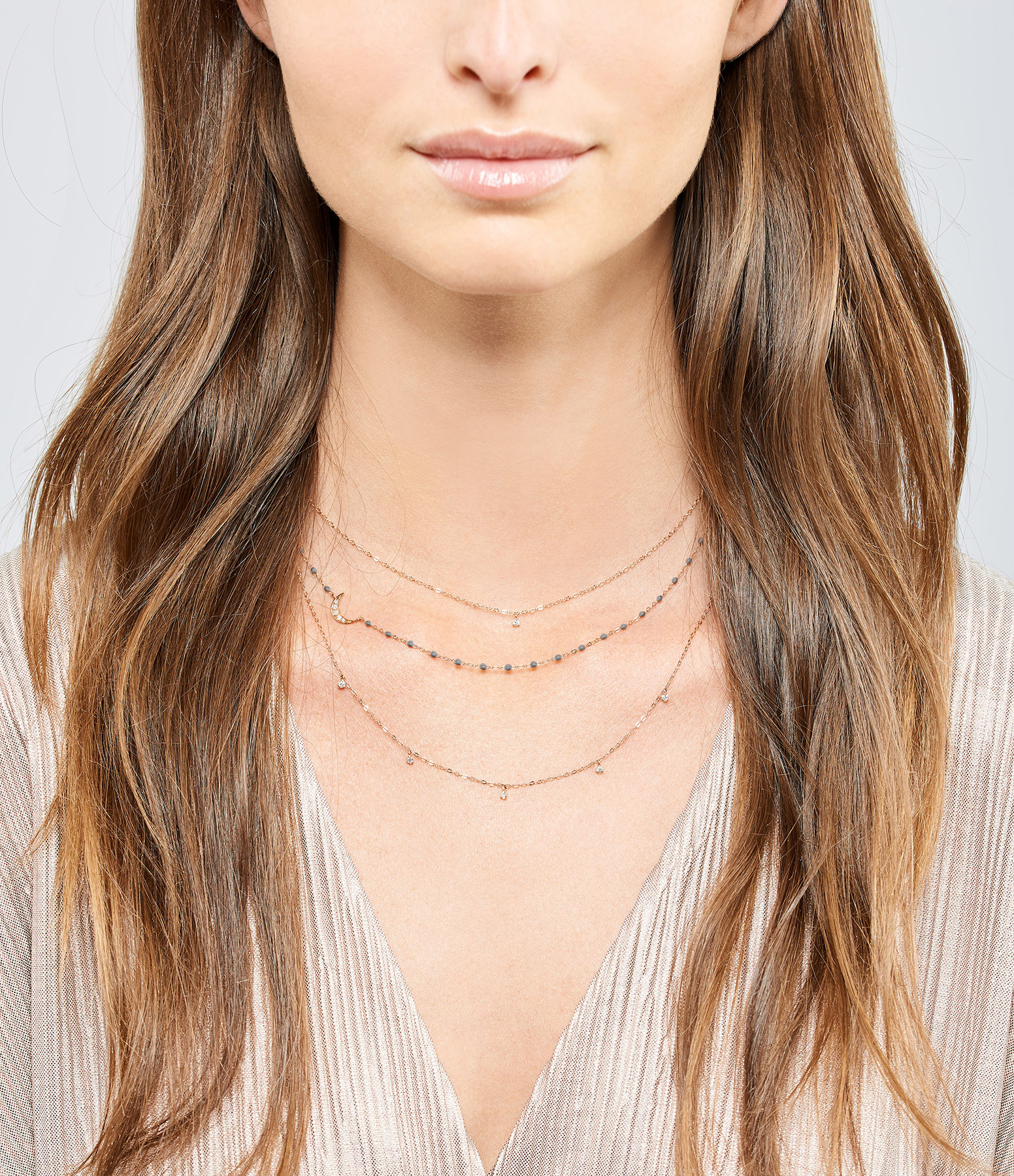 Intra Lune Diamond Resin Gold Necklace