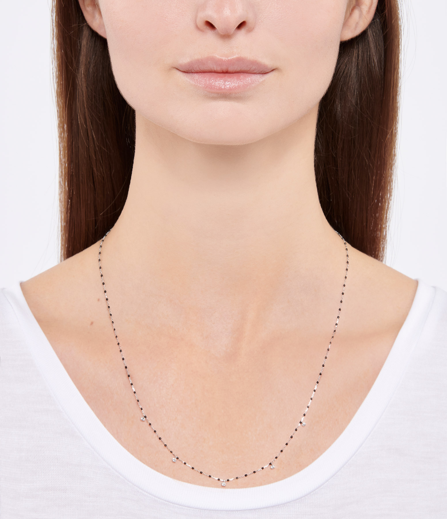 5-Diamond Mini Resin Gold Necklace