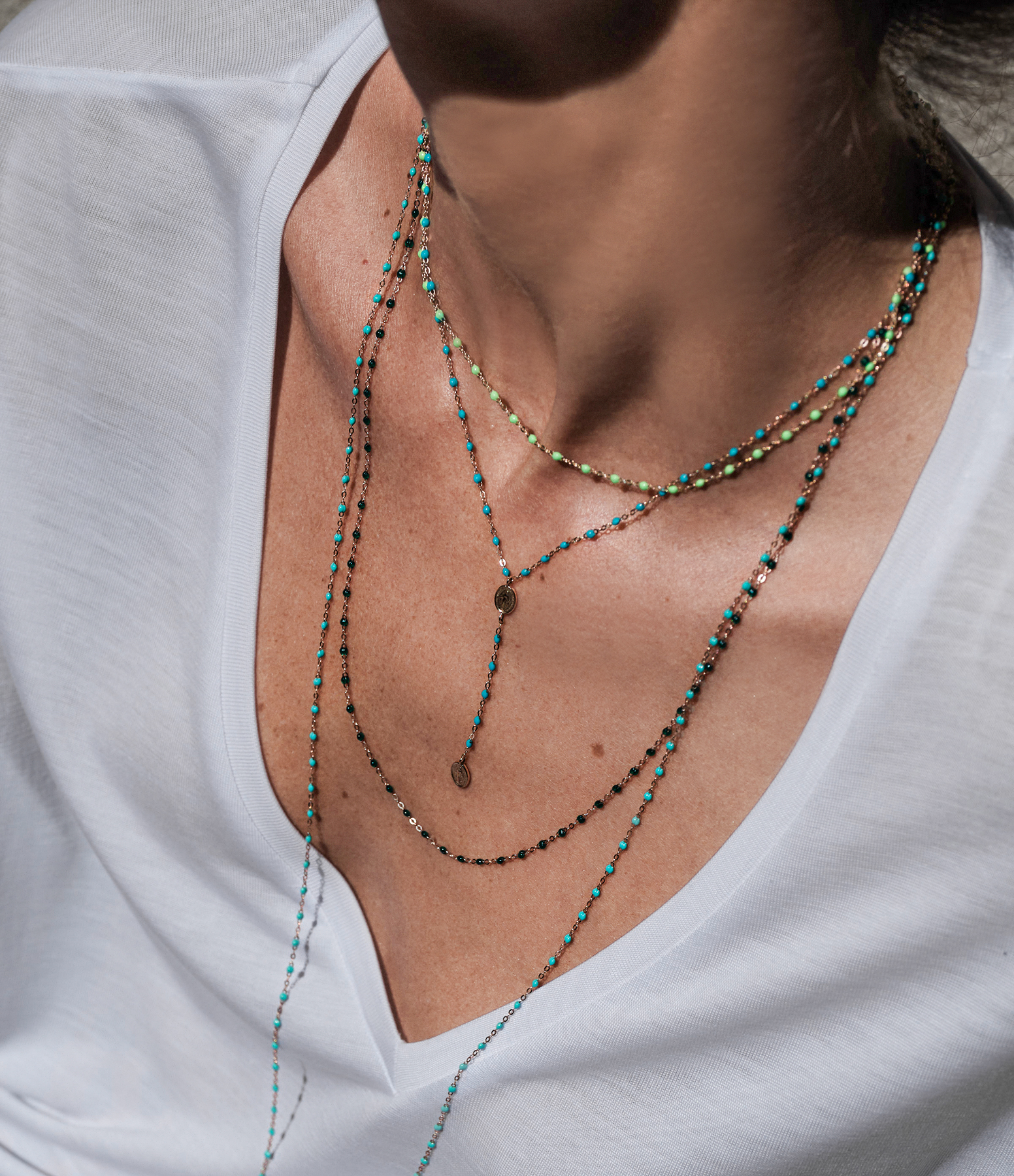 Classic Gold Resin Pearl Long Necklace, 120 cm