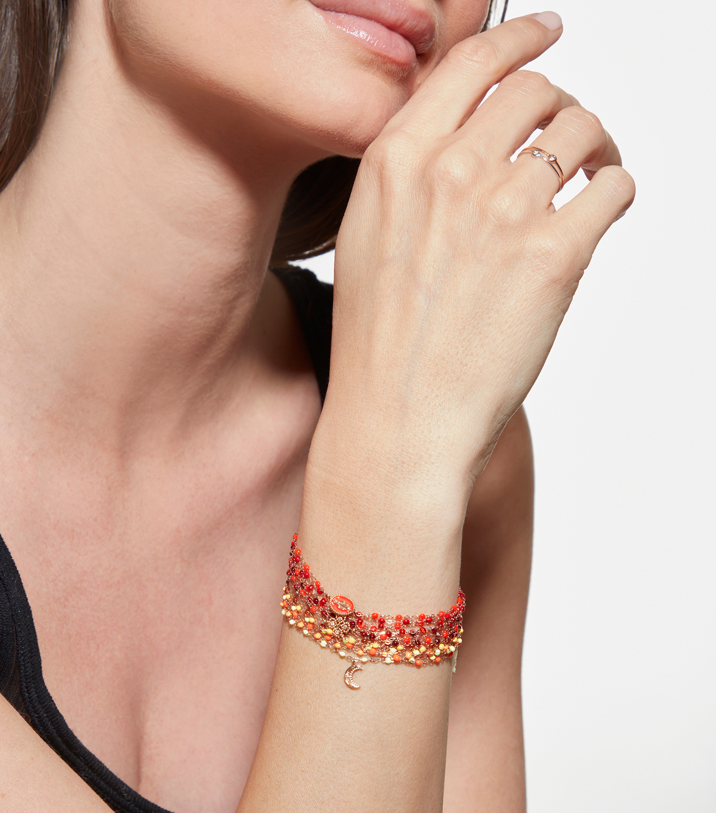 Gold Resin Moon and Diamond Bracelet