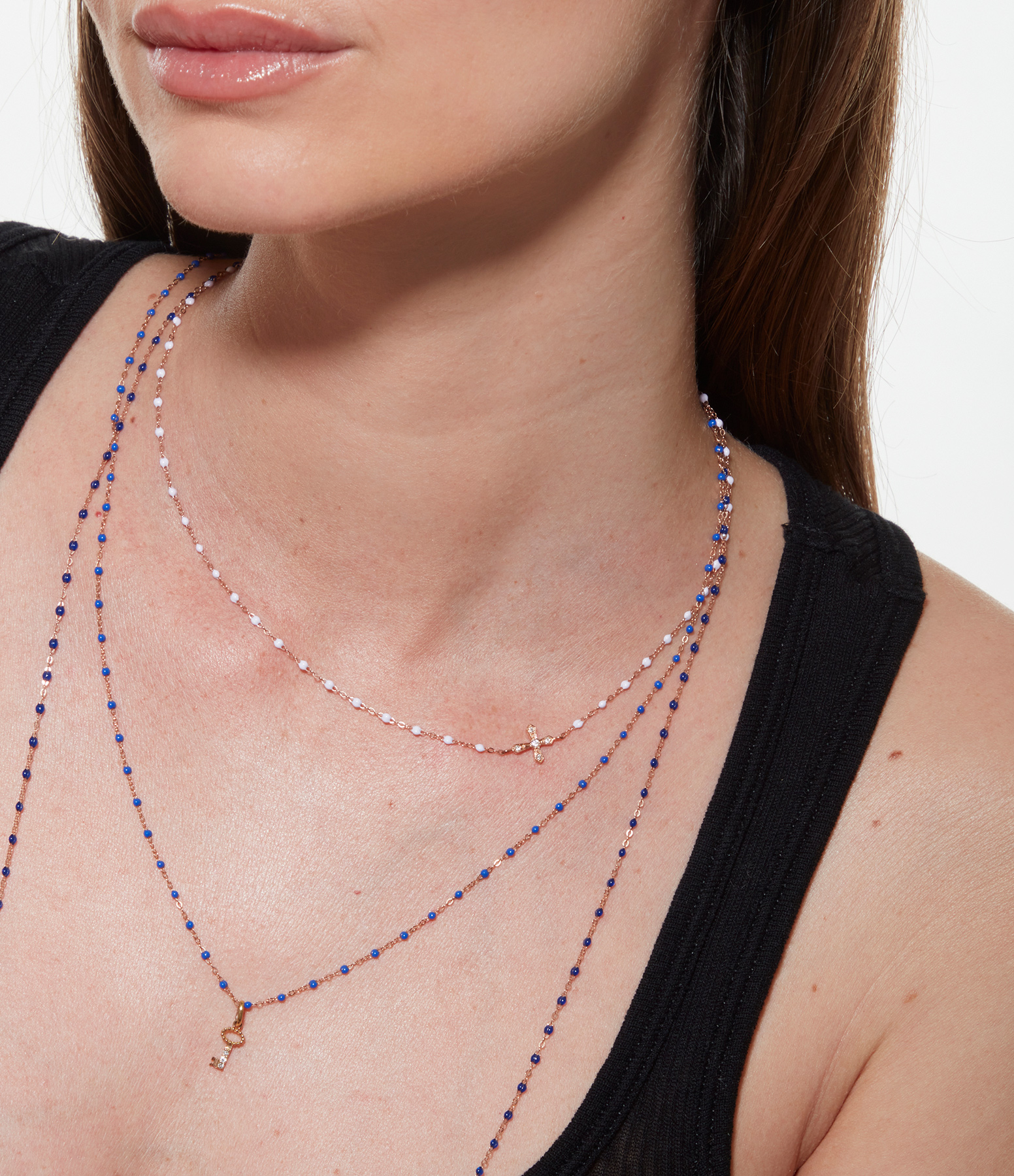 Vintage Cross Necklace with Diamonds, Resin and Gold