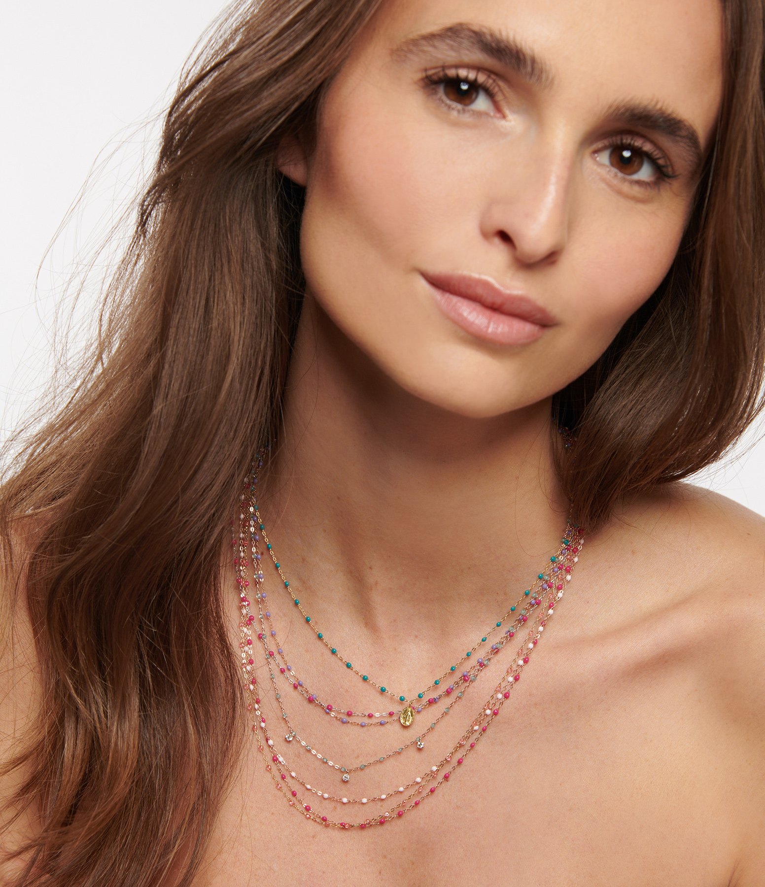 Gigi Suprême Resin Necklace with 3 Diamonds in Rose Gold
