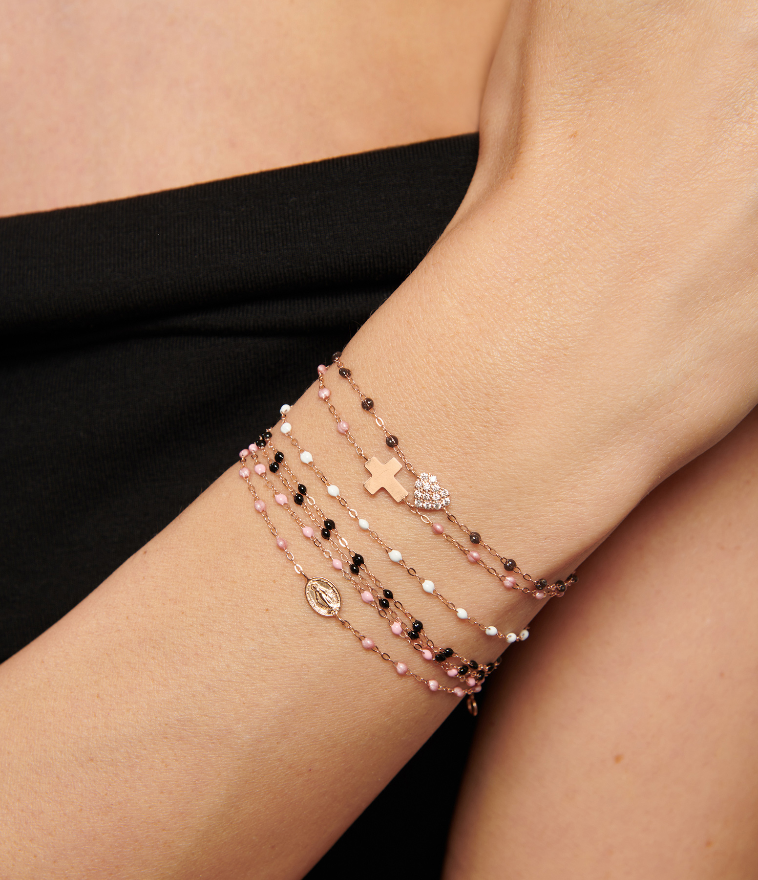 Gold Cross Resin Bead Bracelet