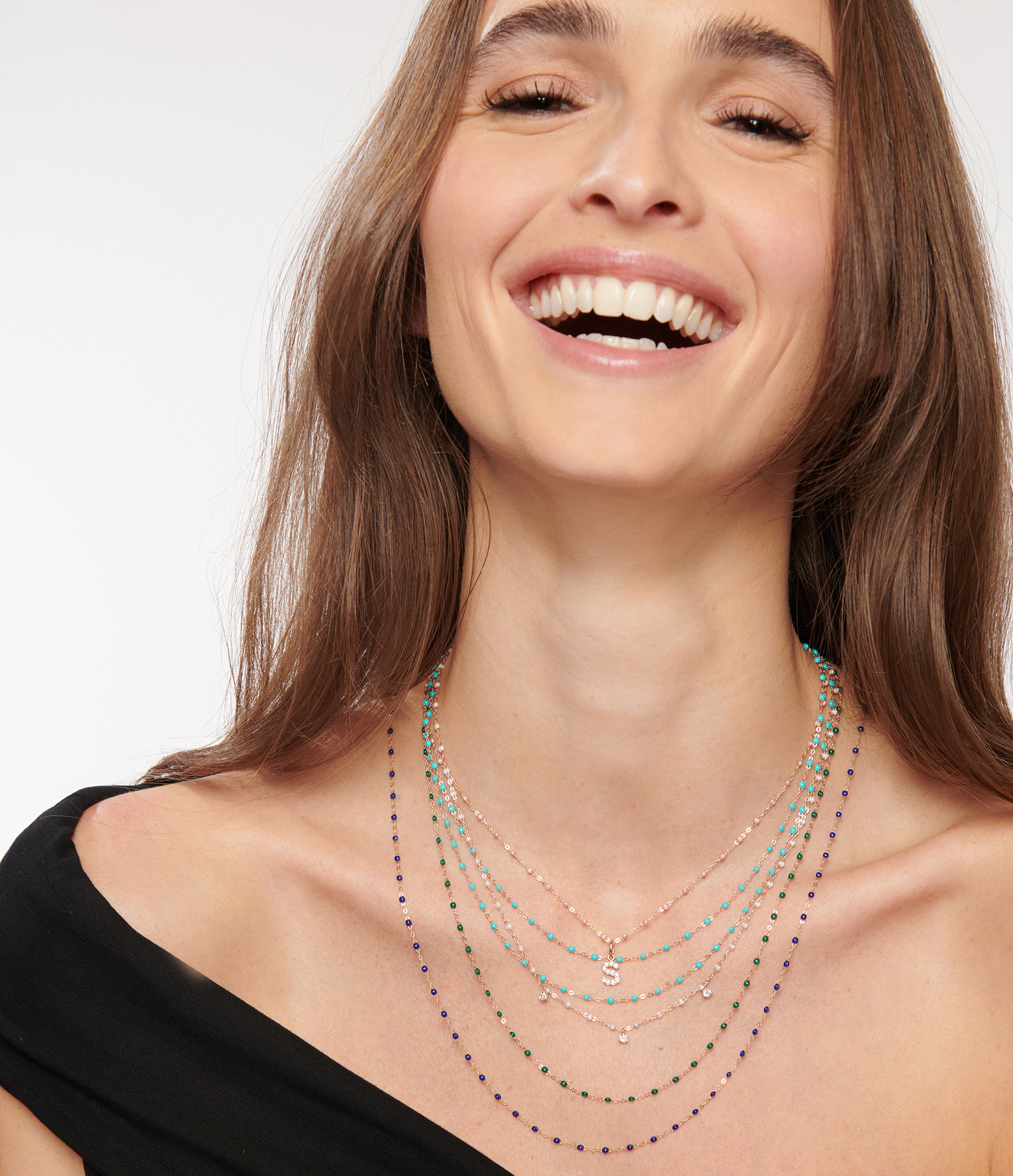 Gigi Suprême Resin Necklace with 3 Diamonds in White Gold