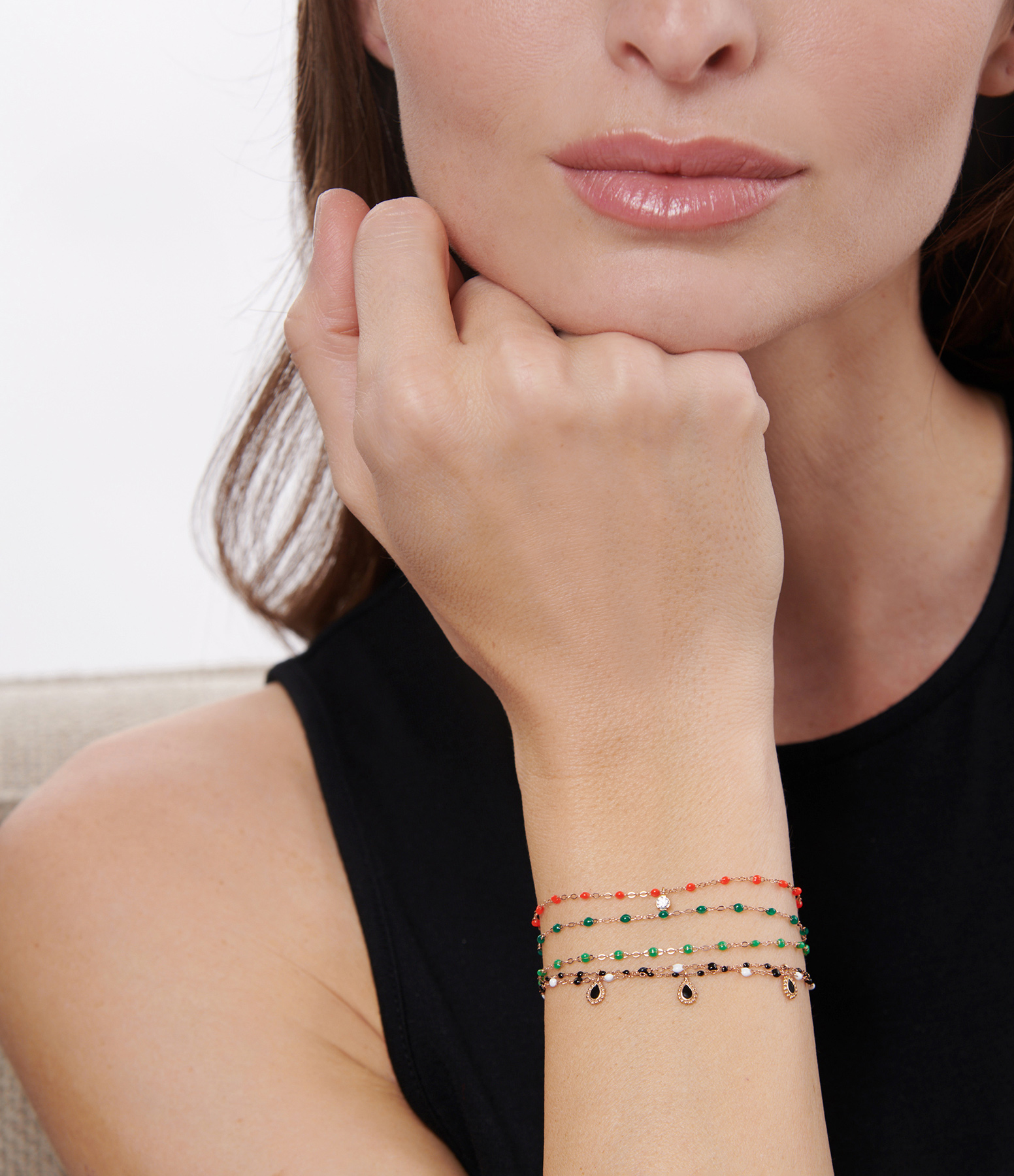 Black, White and Rose Gold Resin Bracelet, Exclusive to Lulli