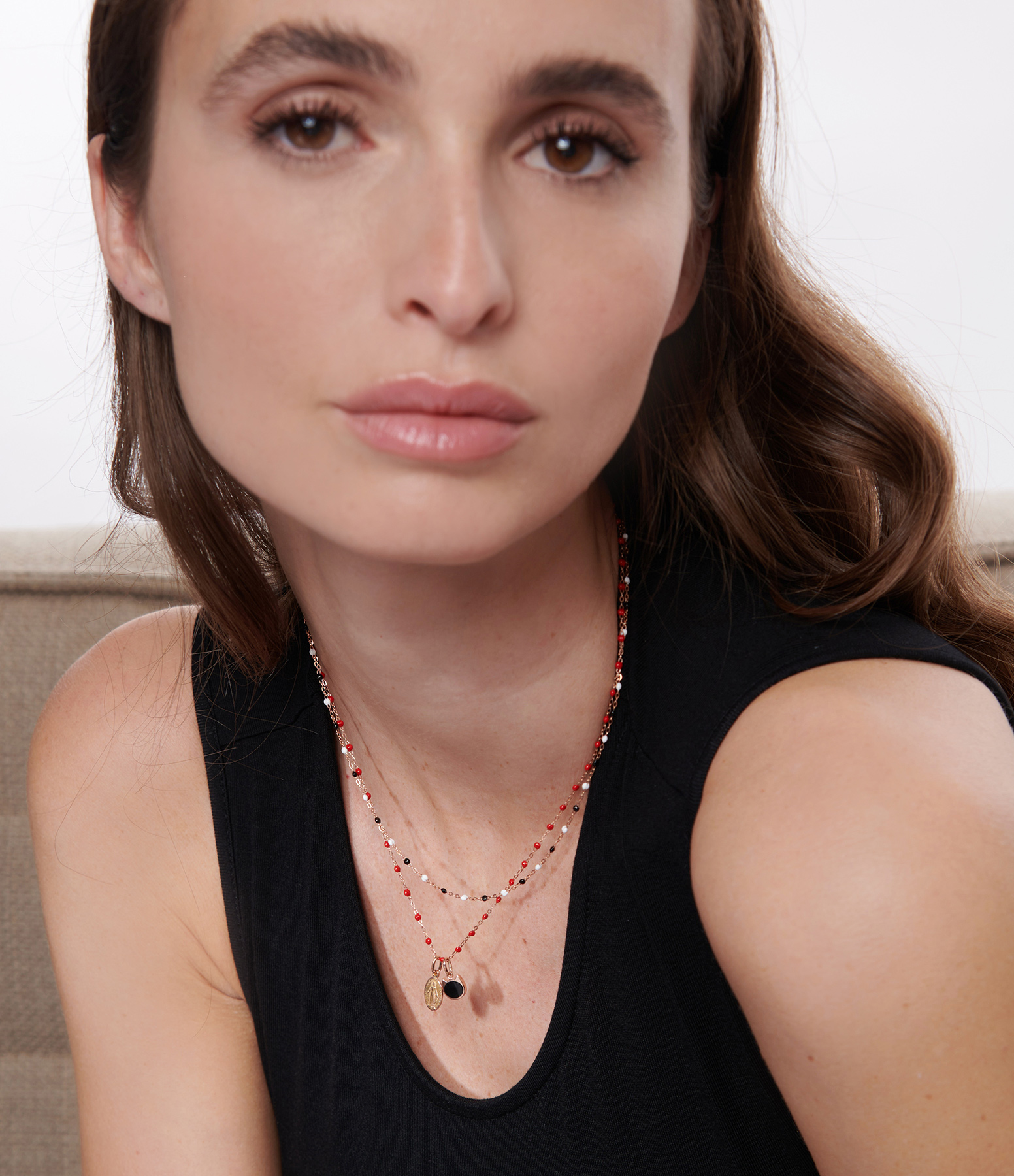 Black, White and Rose Gold Resin Necklace, Exclusive to Lulli
