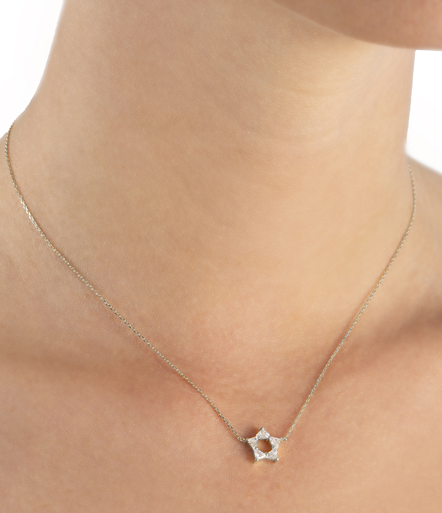 White Gold Star Necklace with Diamonds