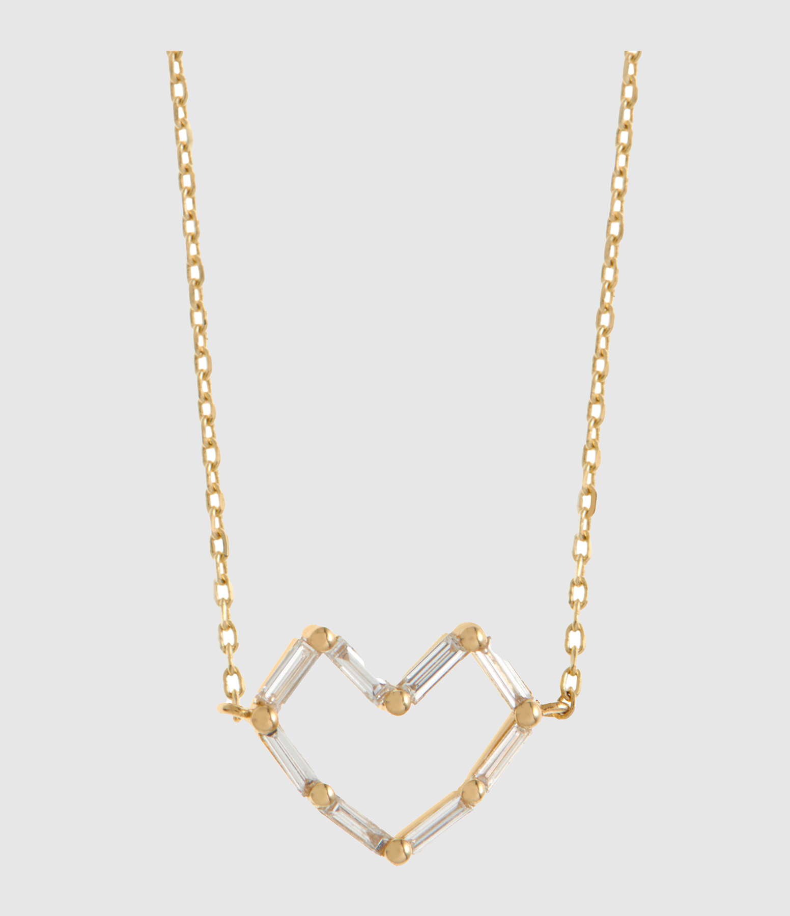 Yellow Gold Mini Heart Pendant Necklace with Diamond