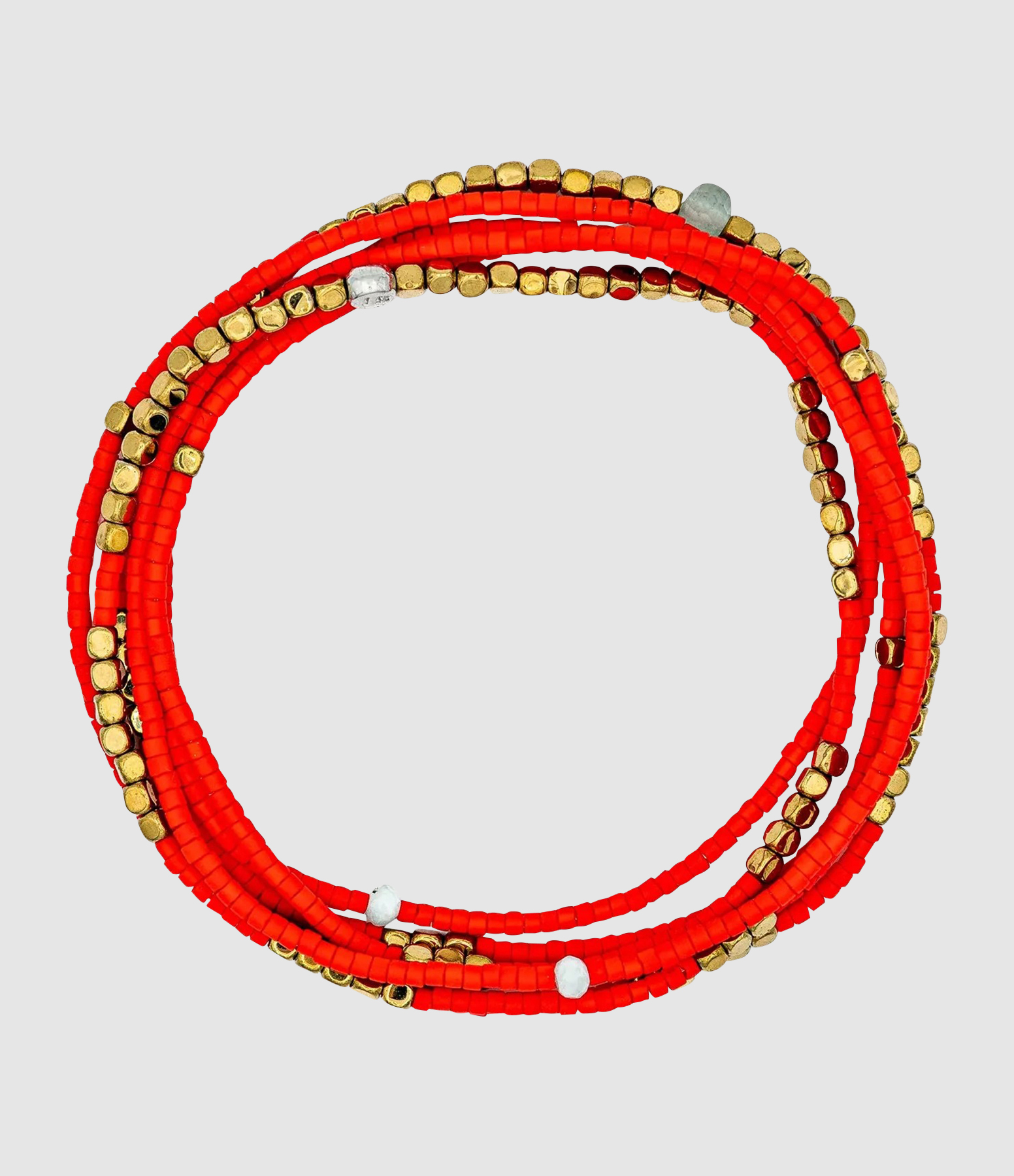Colette Slim 6 Red 6-strand Necklace and Bracelet, 103 cm
