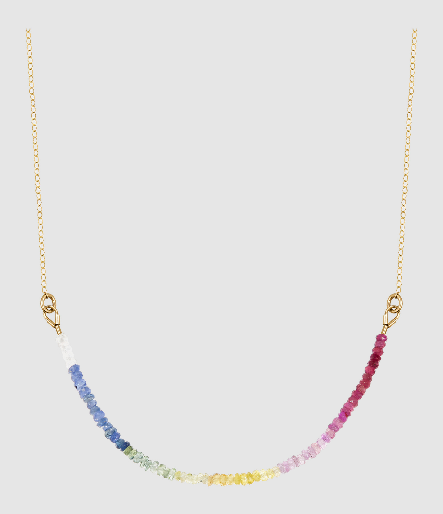 Rainbow Gold-Filled Sapphire Chain Necklace
