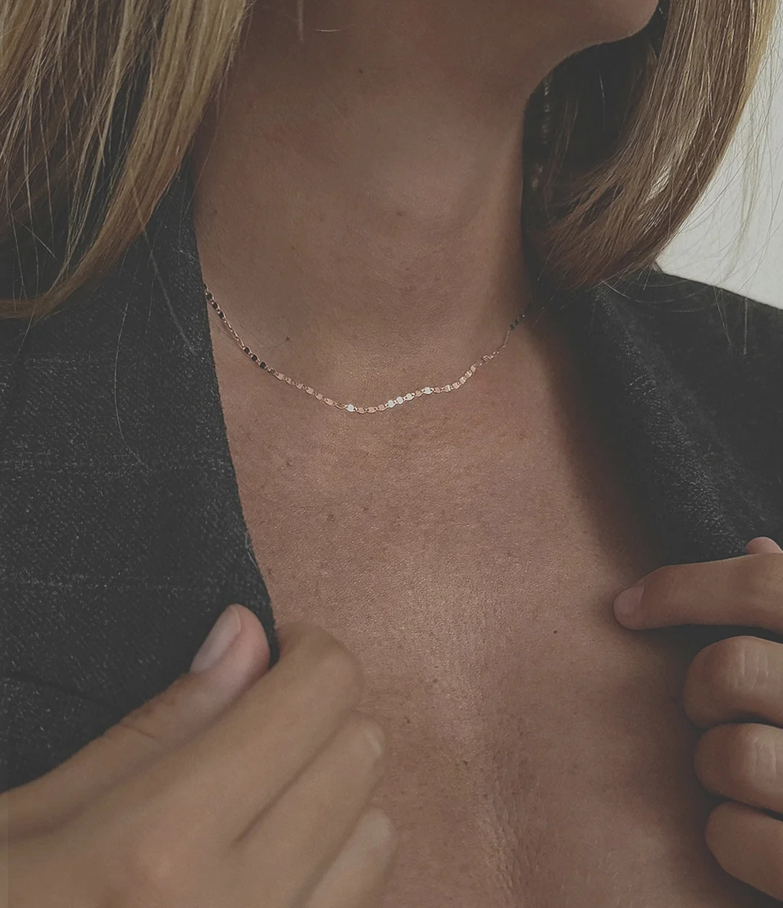 Skin Tattoo Necklace, Rose Gold, 40cm