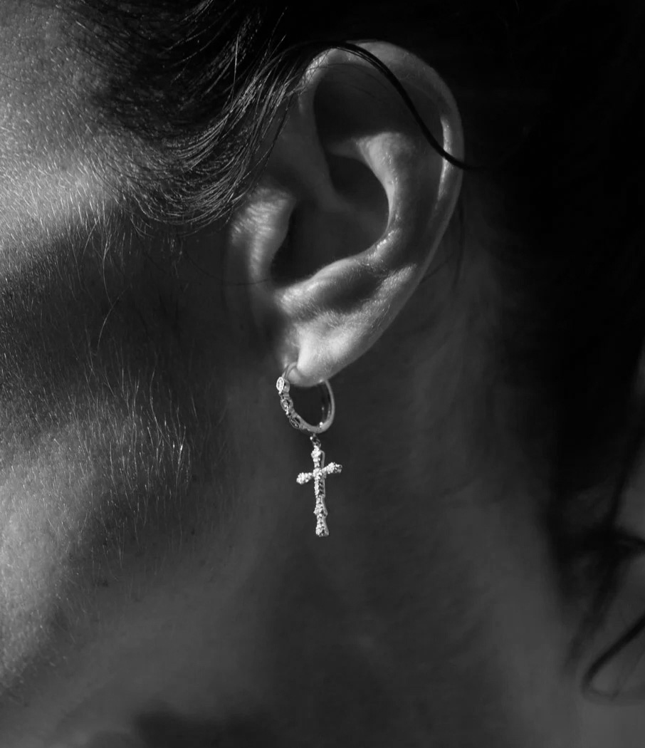 Niculinuccia Creole Earrings with Diamonds in Rose Gold (sold individually)