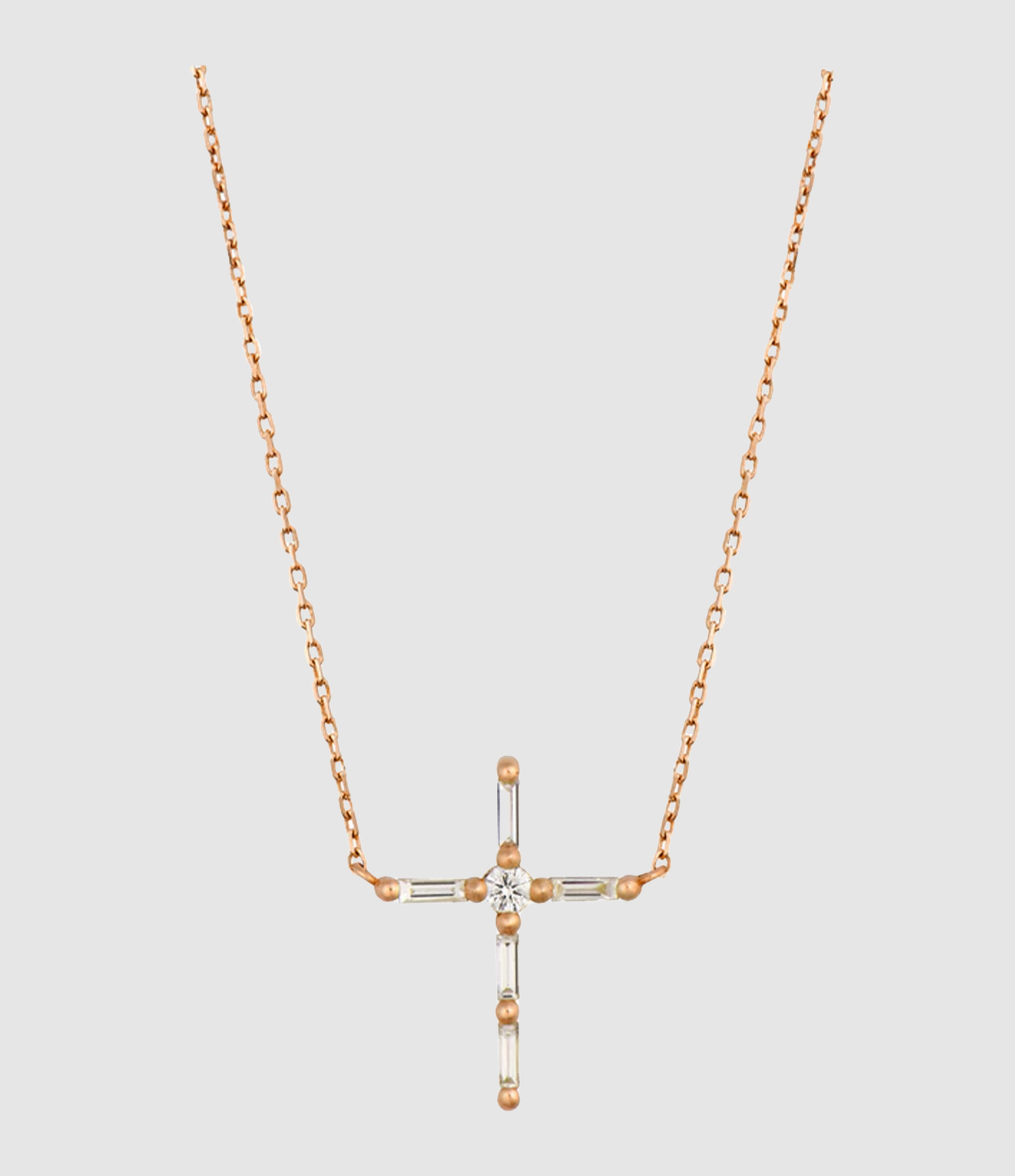 Rose Gold Cross Necklace with Diamonds