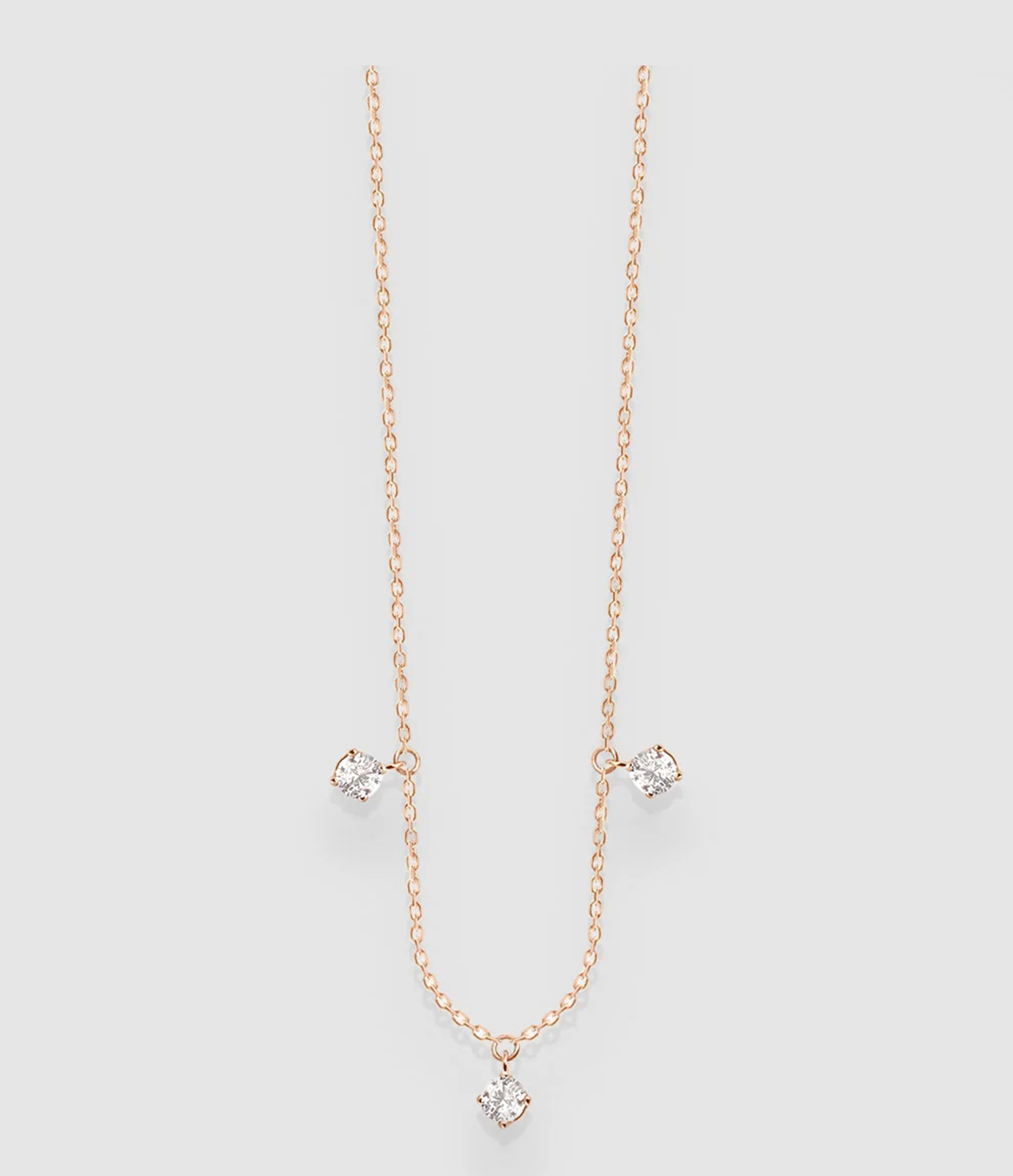 Stardust Necklace with 3 Diamonds in Rose Gold