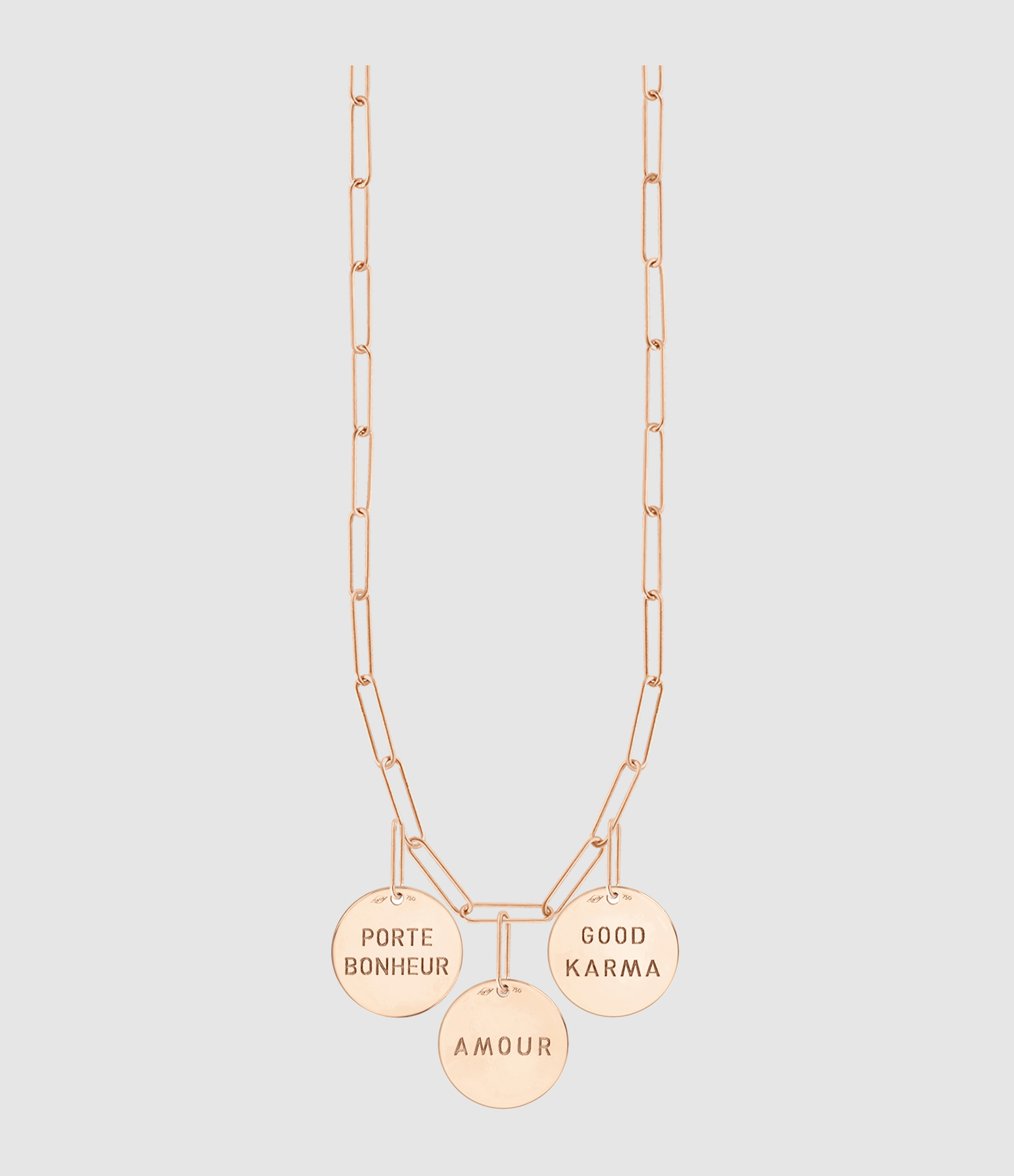Shaman Necklace with 3 Rose Gold Talismans