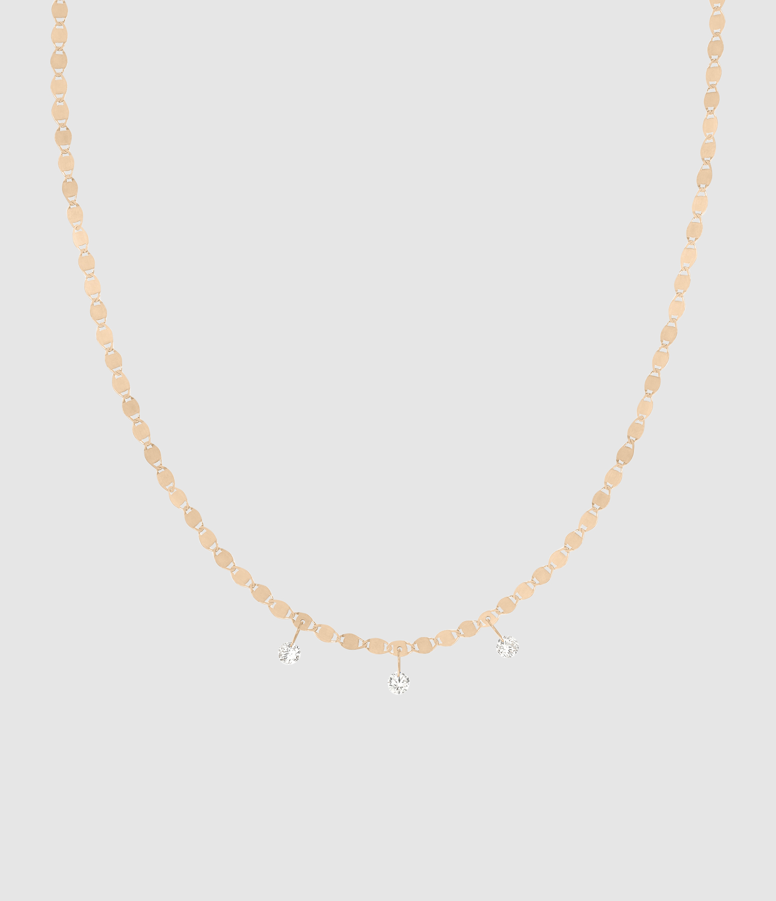 Skin Tattoo Necklace in Rose Gold, 42cm, 3 Diamonds