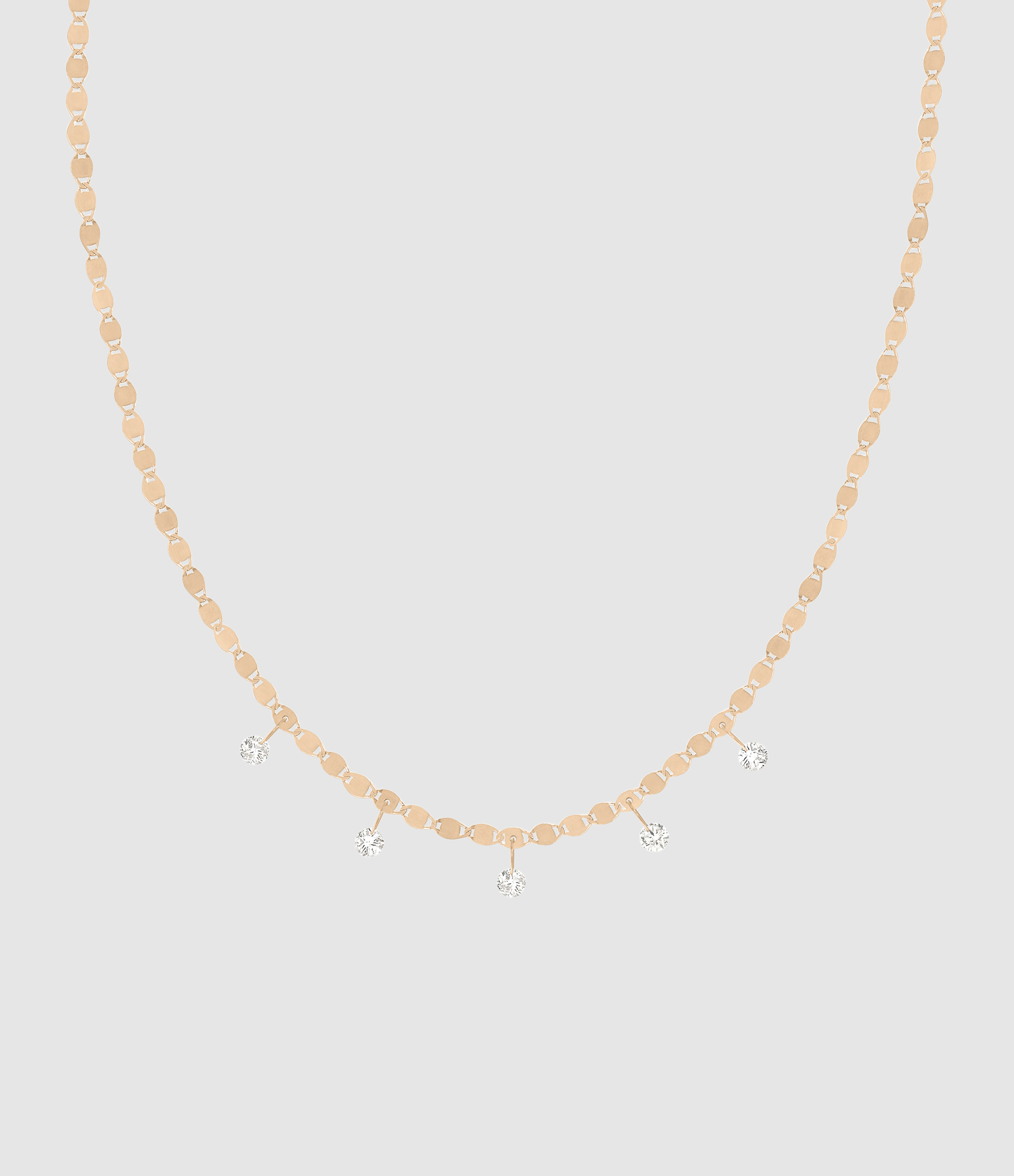 Skin Tattoo Necklace in Rose Gold, 42cm, 5 Diamonds