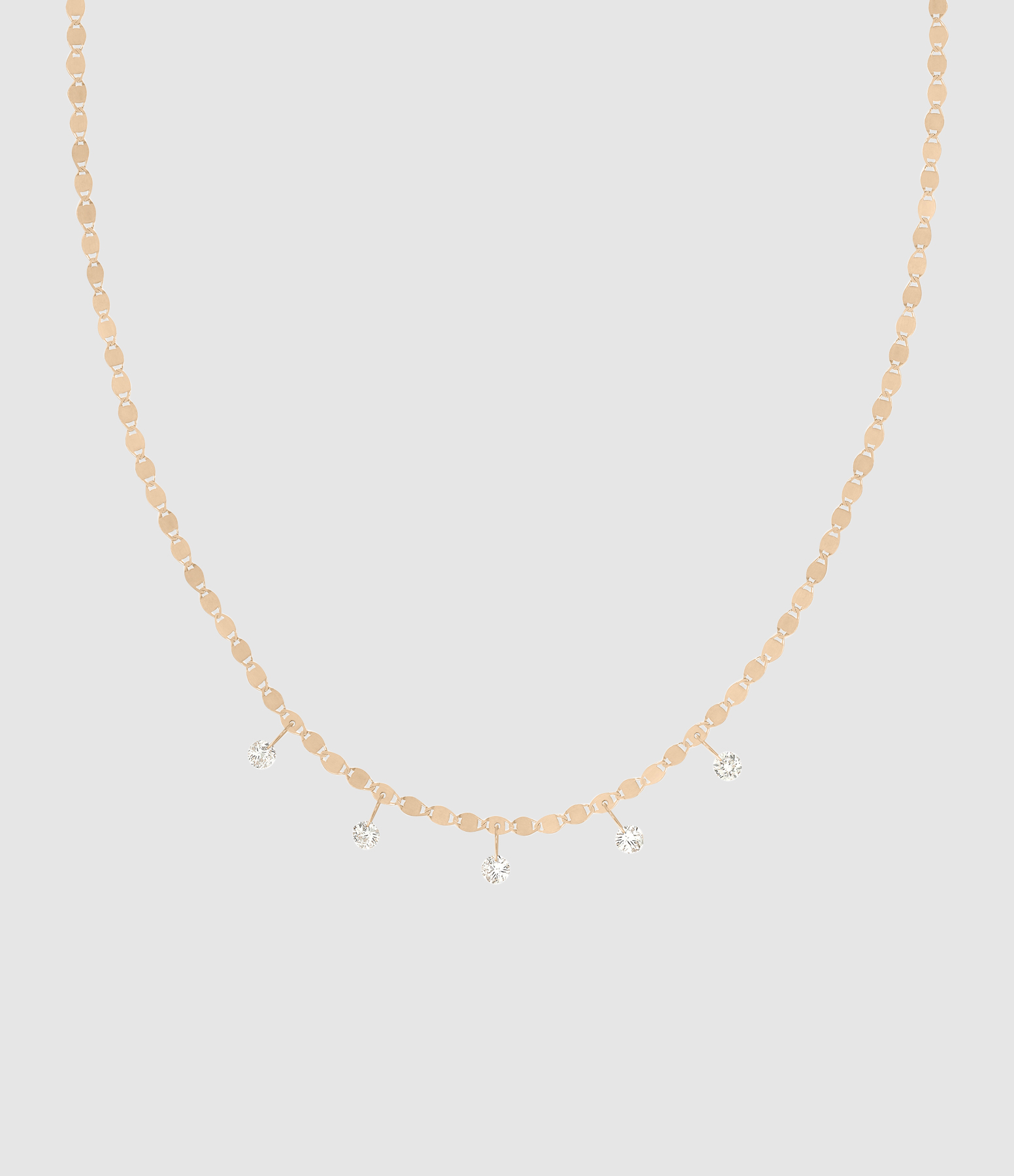 Skin Tattoo Necklace in Rose Gold, 42cm, 5 Diamonds